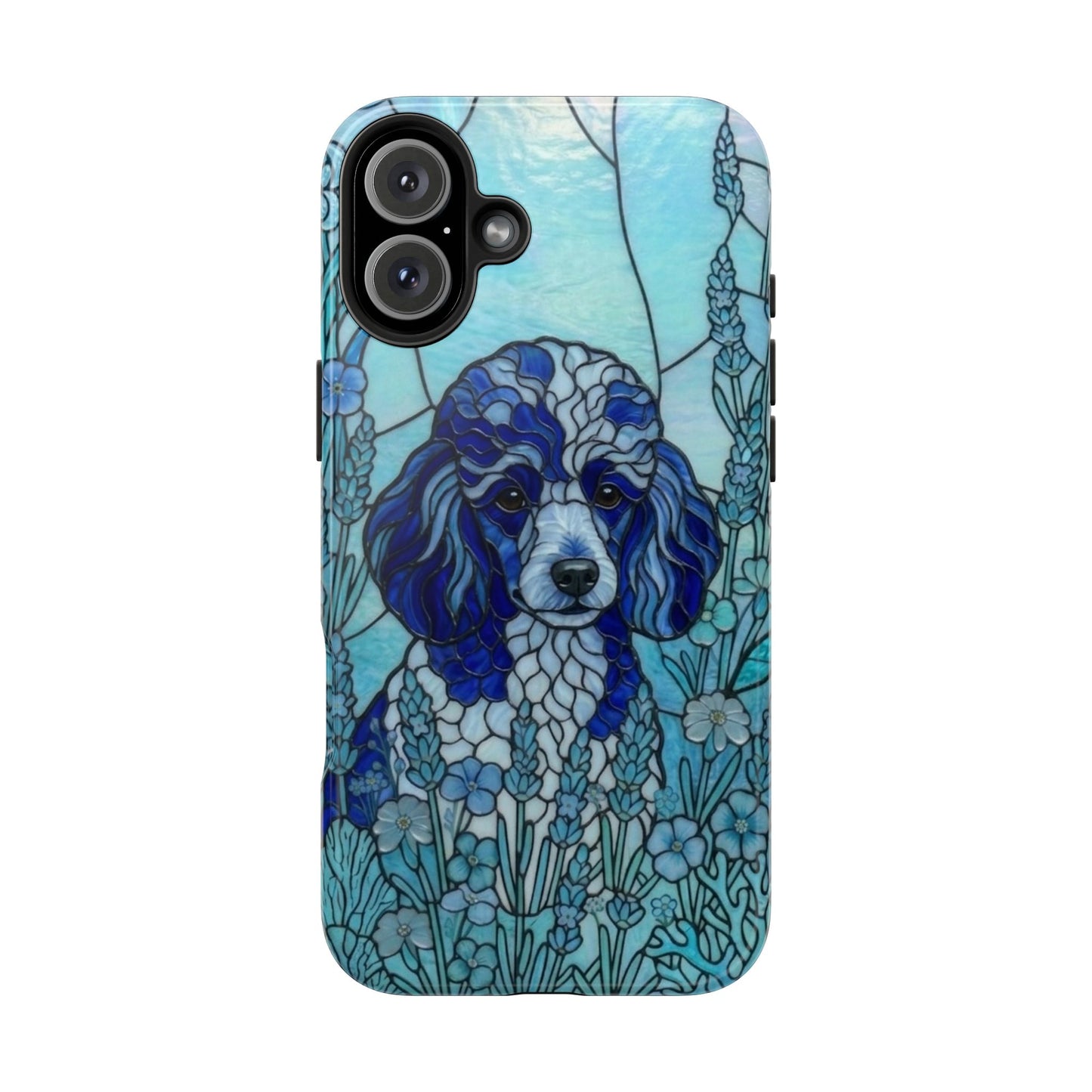 Toy Poodle Stained Glass Style Tough Case — Ocean Blue Theme