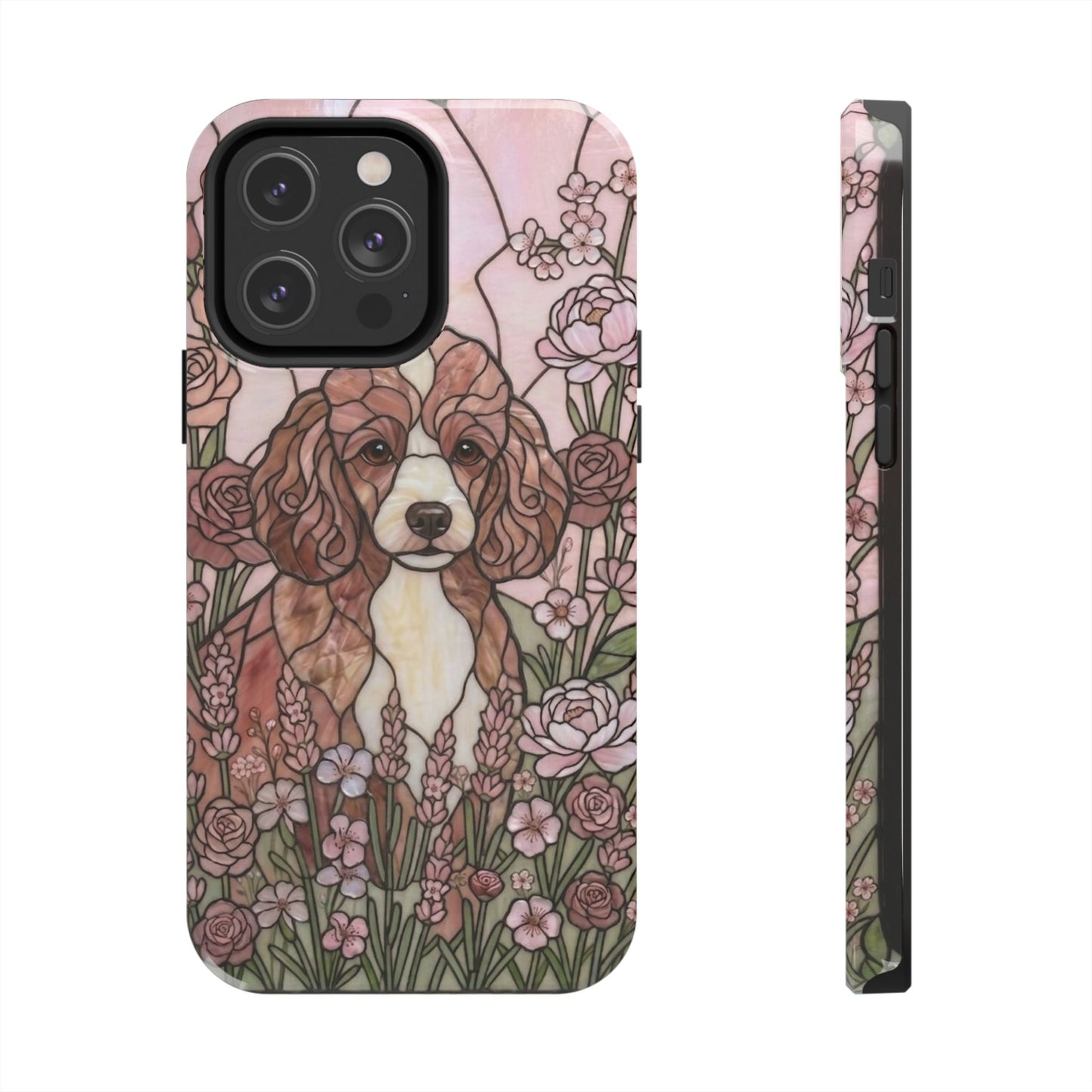 Toy Poodle Stained Glass Style Tough Case — Rose Garden Theme