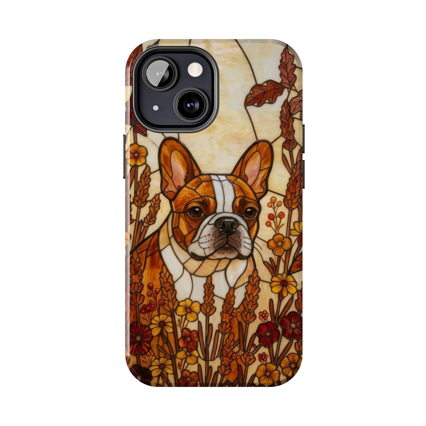Frenchie Stained Glass Style Tough Case — Autumn Warmth Theme