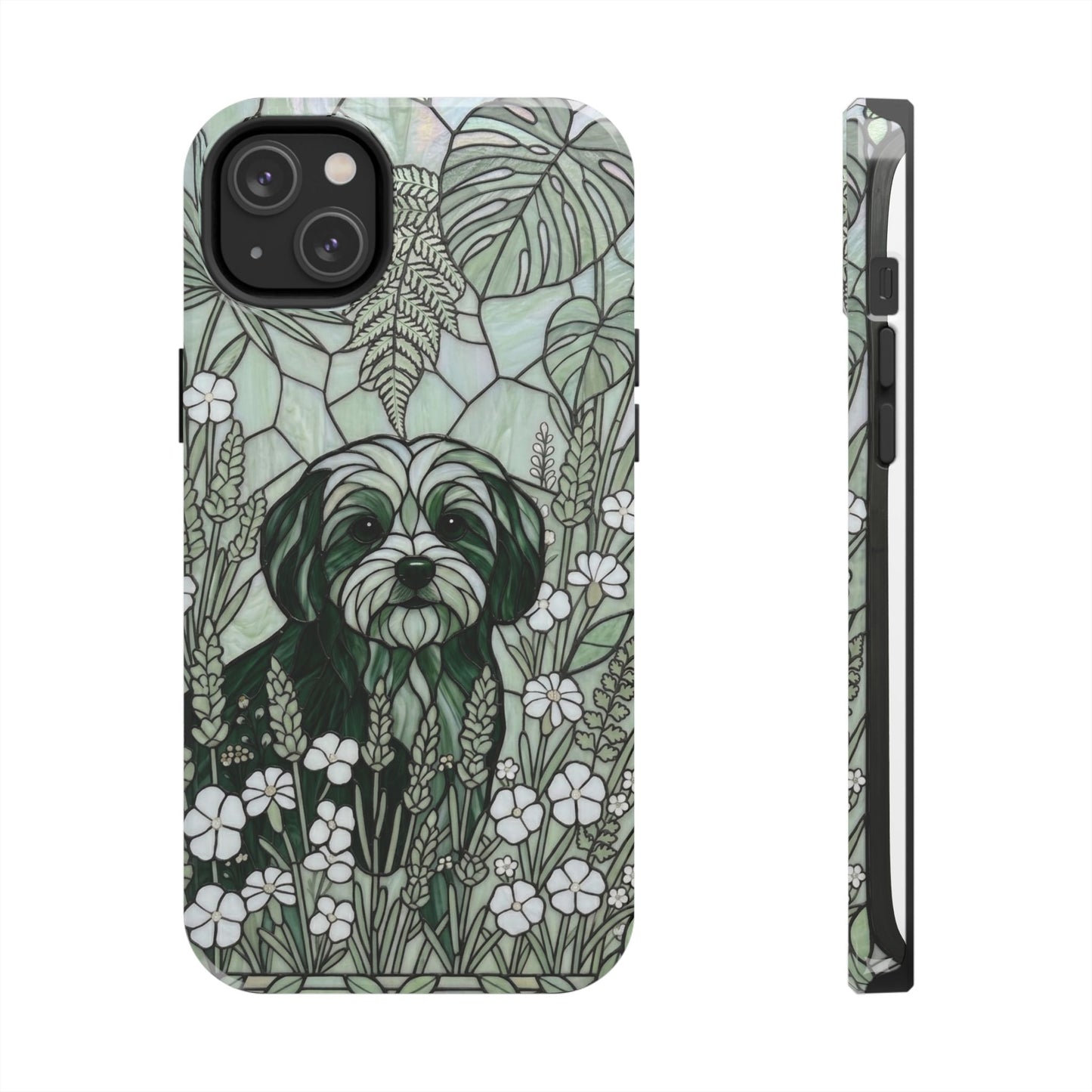 Maltese Stained Glass Style Tough Case — Botanical Green Theme
