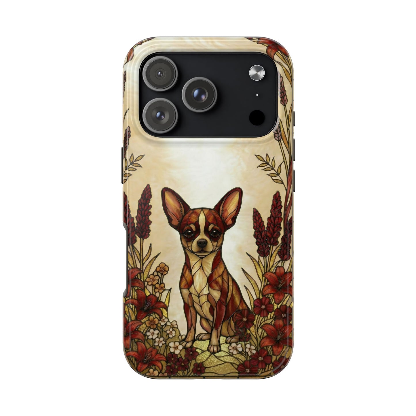 Chihuahua Stained Glass Style Tough Case — Fire & Gold Theme