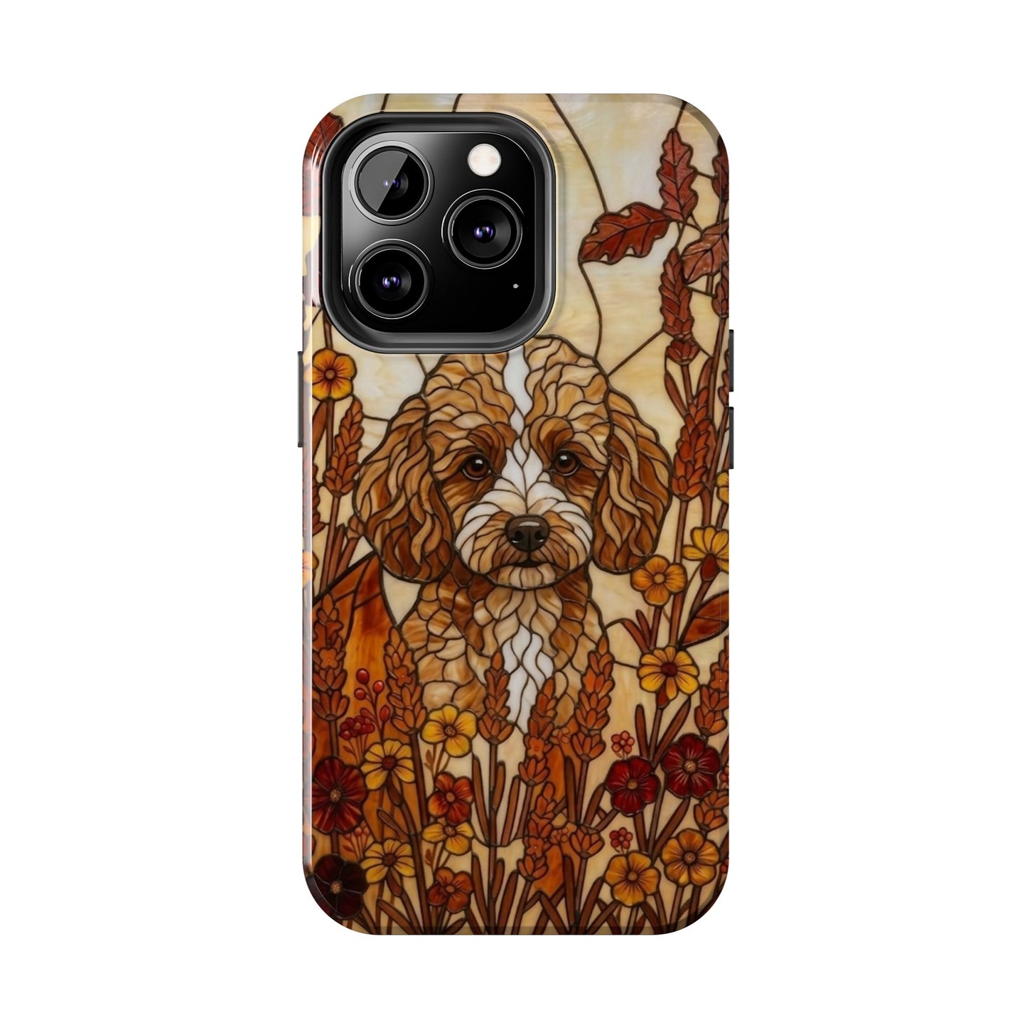 Toy Poodle Stained Glass Style Tough Case — Autumn Warmth Theme