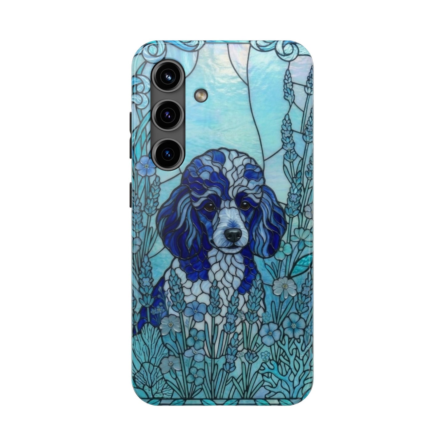 Toy Poodle Stained Glass Style Tough Case — Ocean Blue Theme