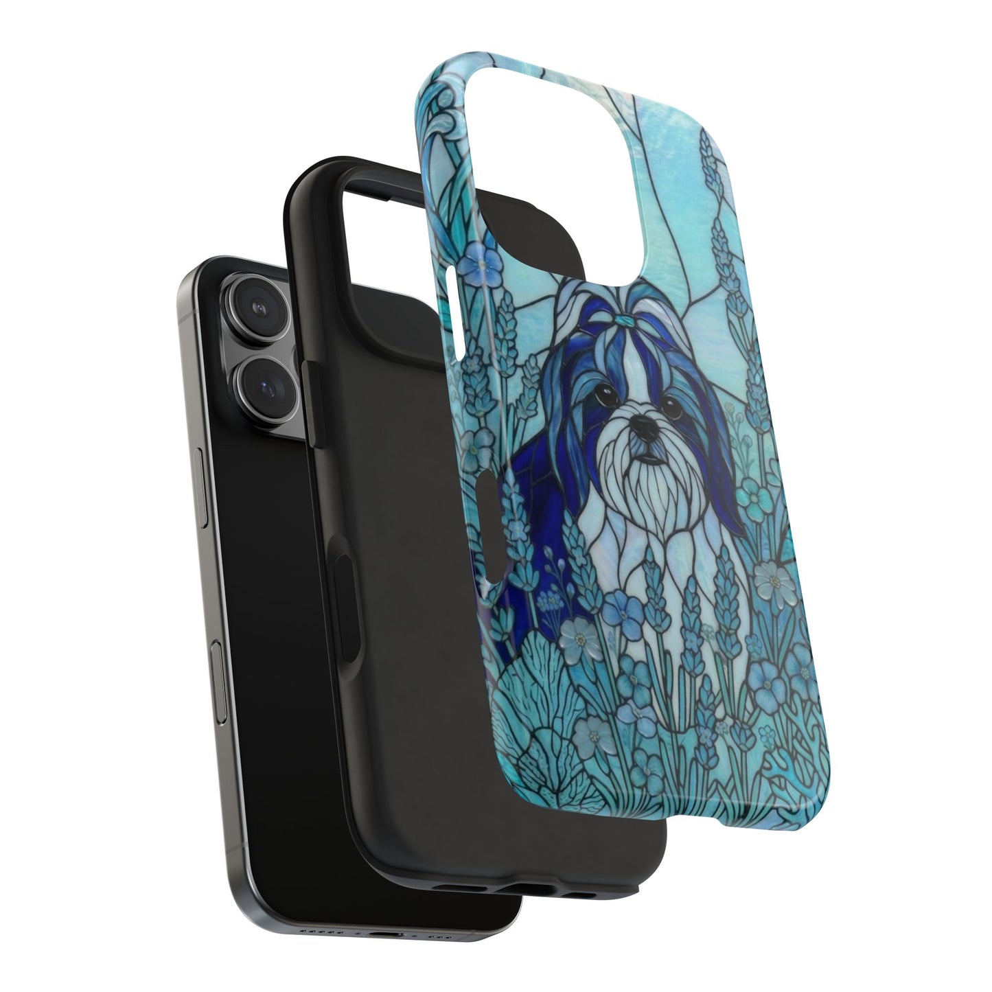 Shih Tzu Stained Glass Style Tough Case — Ocean Blue Theme