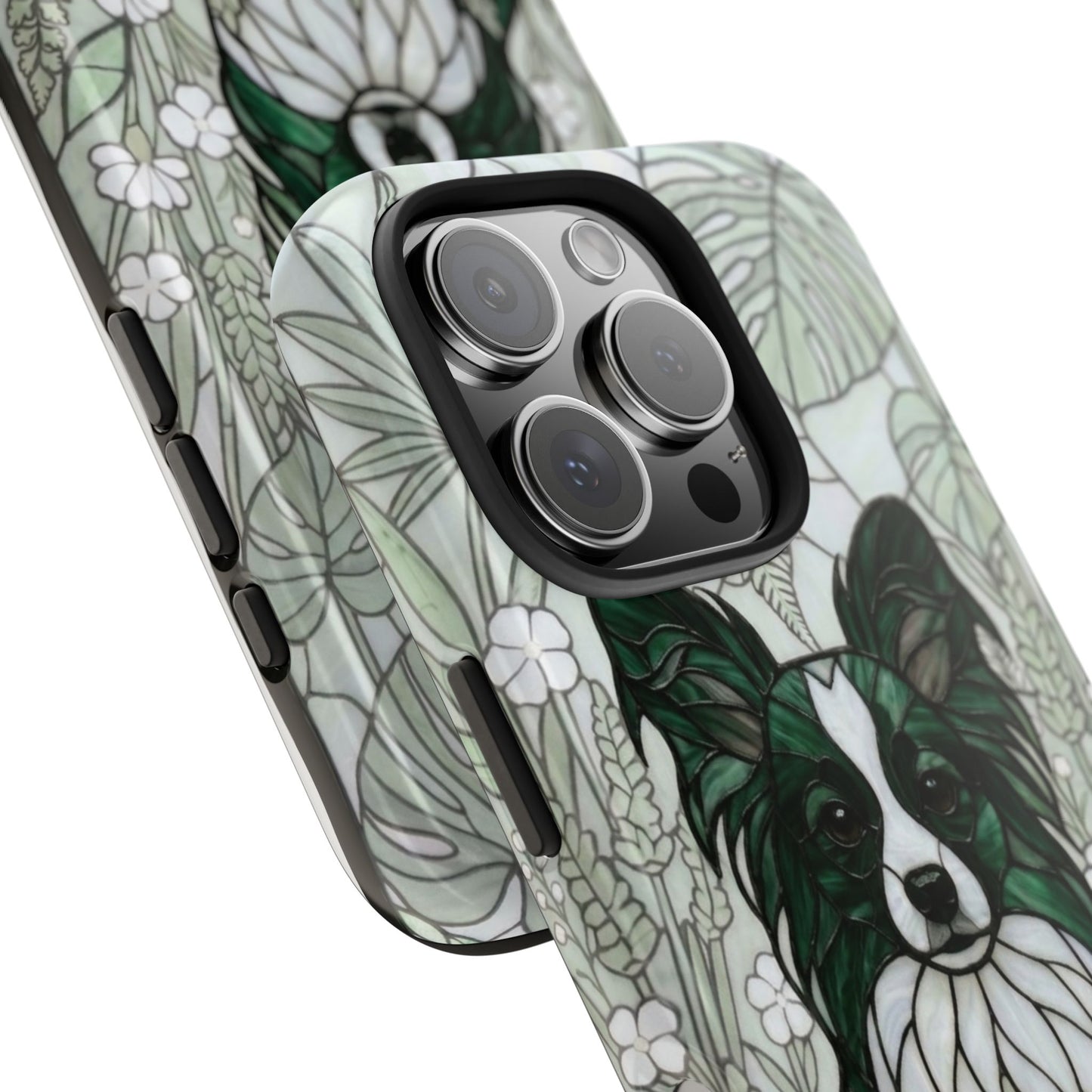 Papillon Stained Glass Style Tough Case — Botanical Green Theme