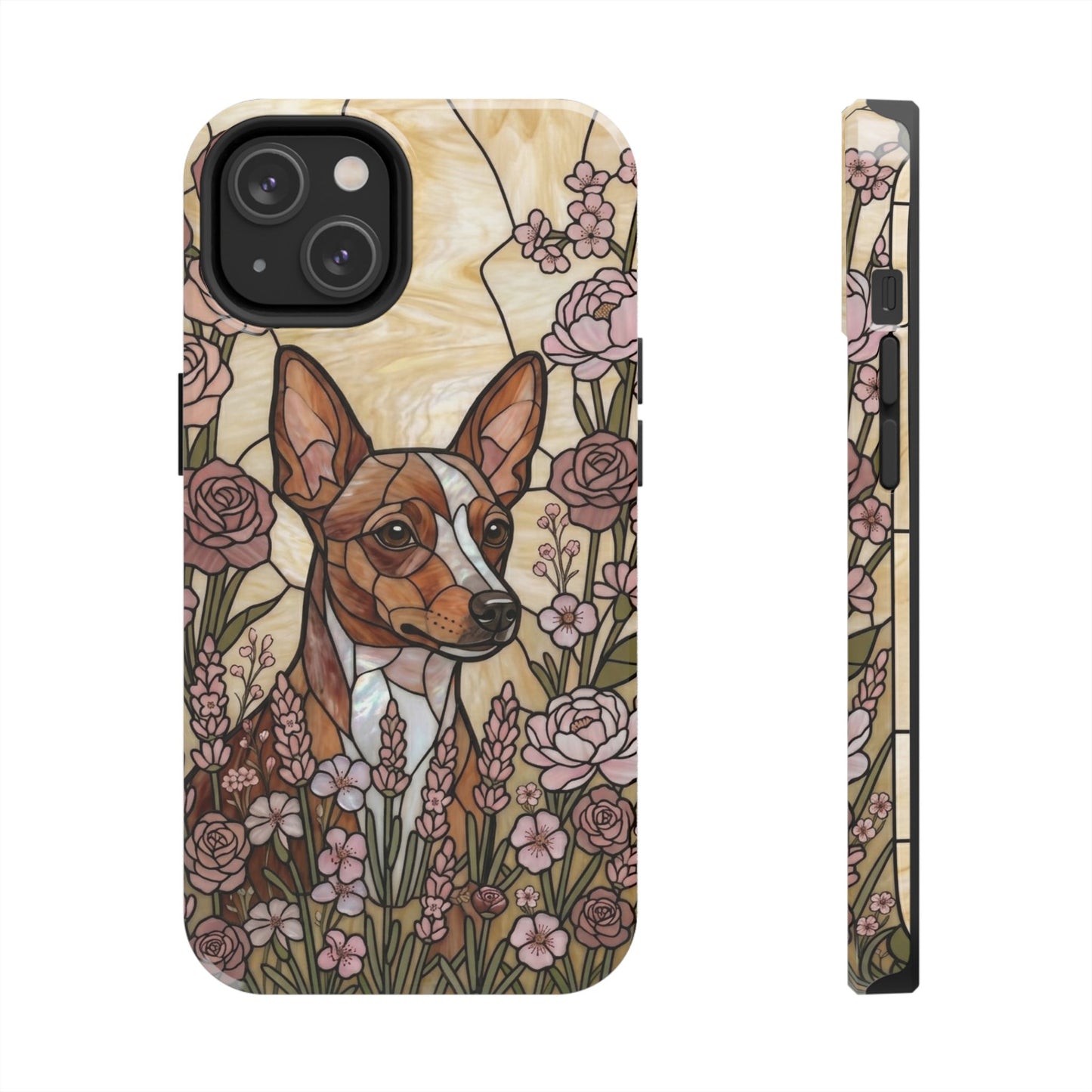 Mini Pinscher Stained Glass Style Tough Case — Rose Garden Theme