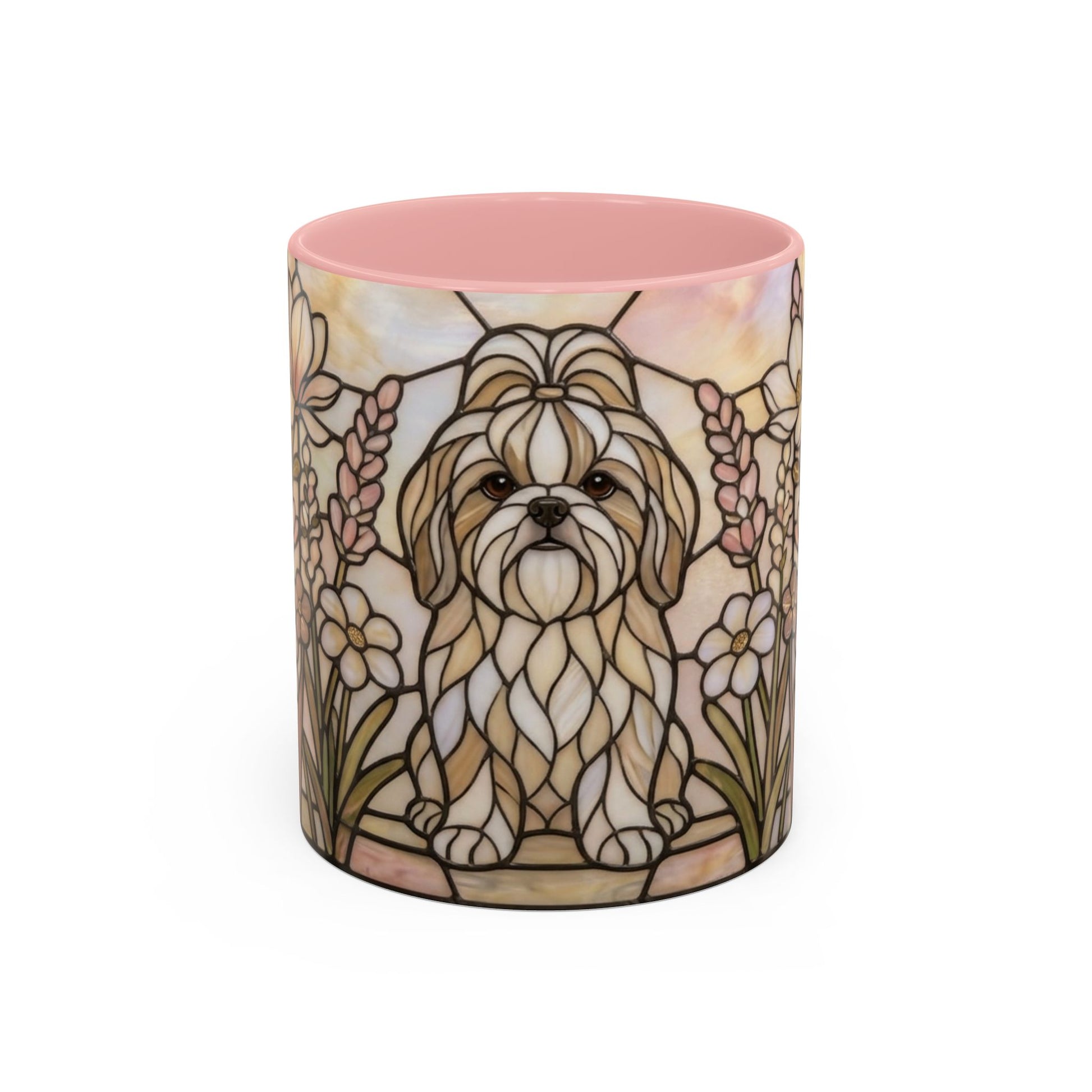 Decorative candle holder with a dog design and pink top on a white background