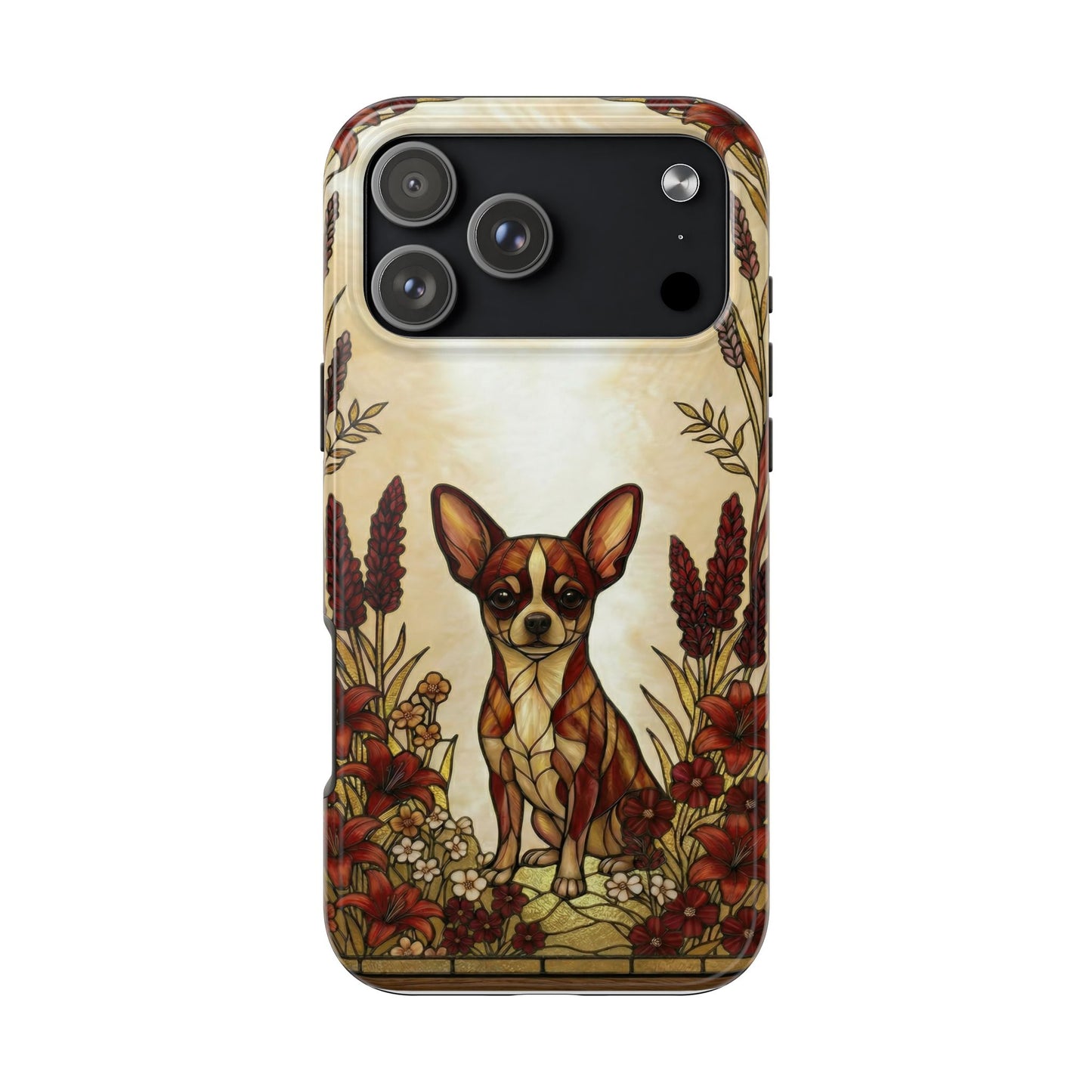 Chihuahua Stained Glass Style Tough Case — Fire & Gold Theme
