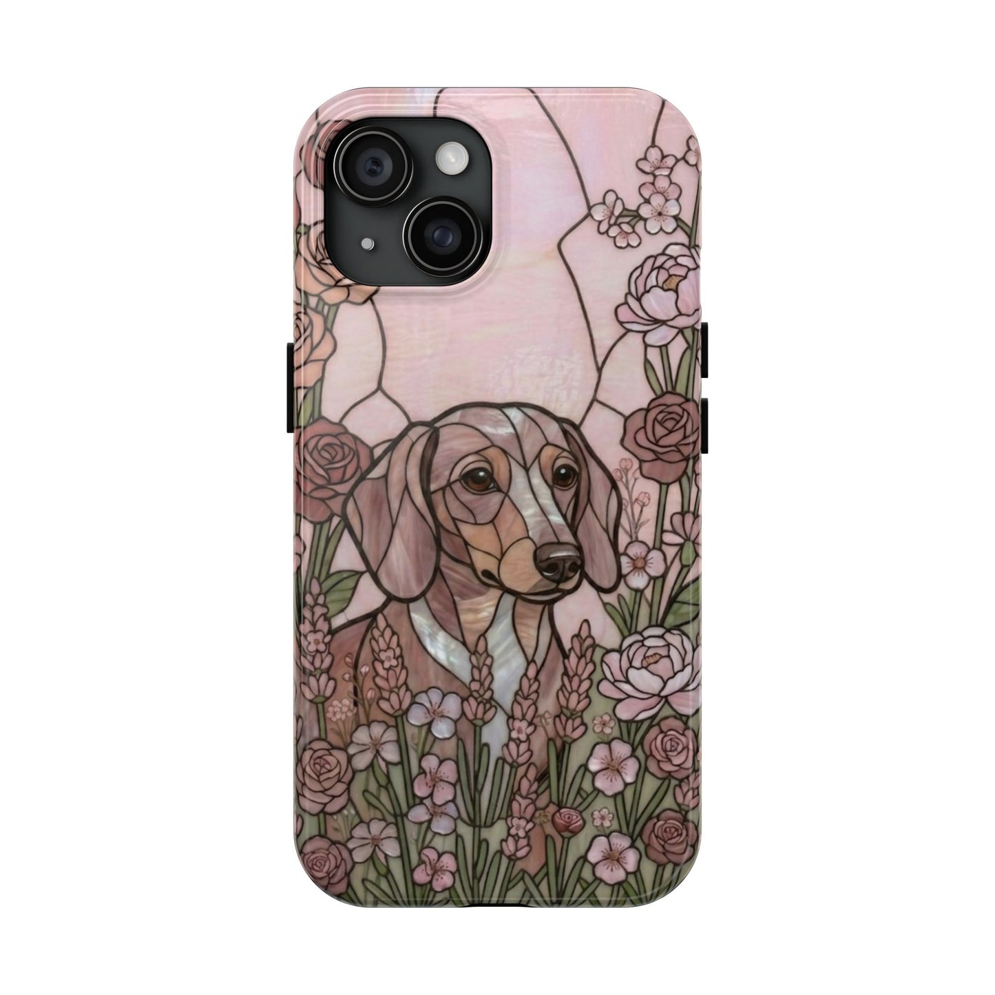 Dachshund Stained Glass Style Tough Case — Rose Garden Theme
