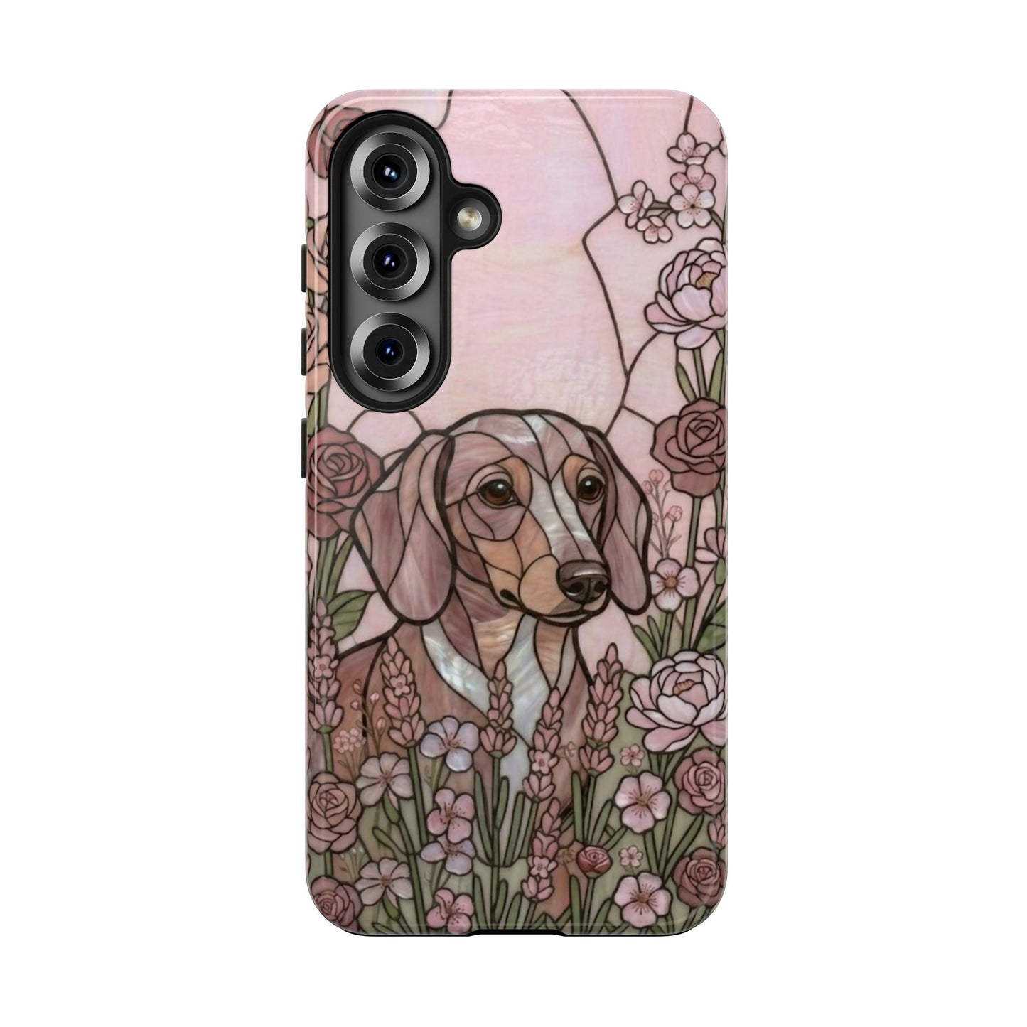 Dachshund Stained Glass Style Tough Case — Rose Garden Theme