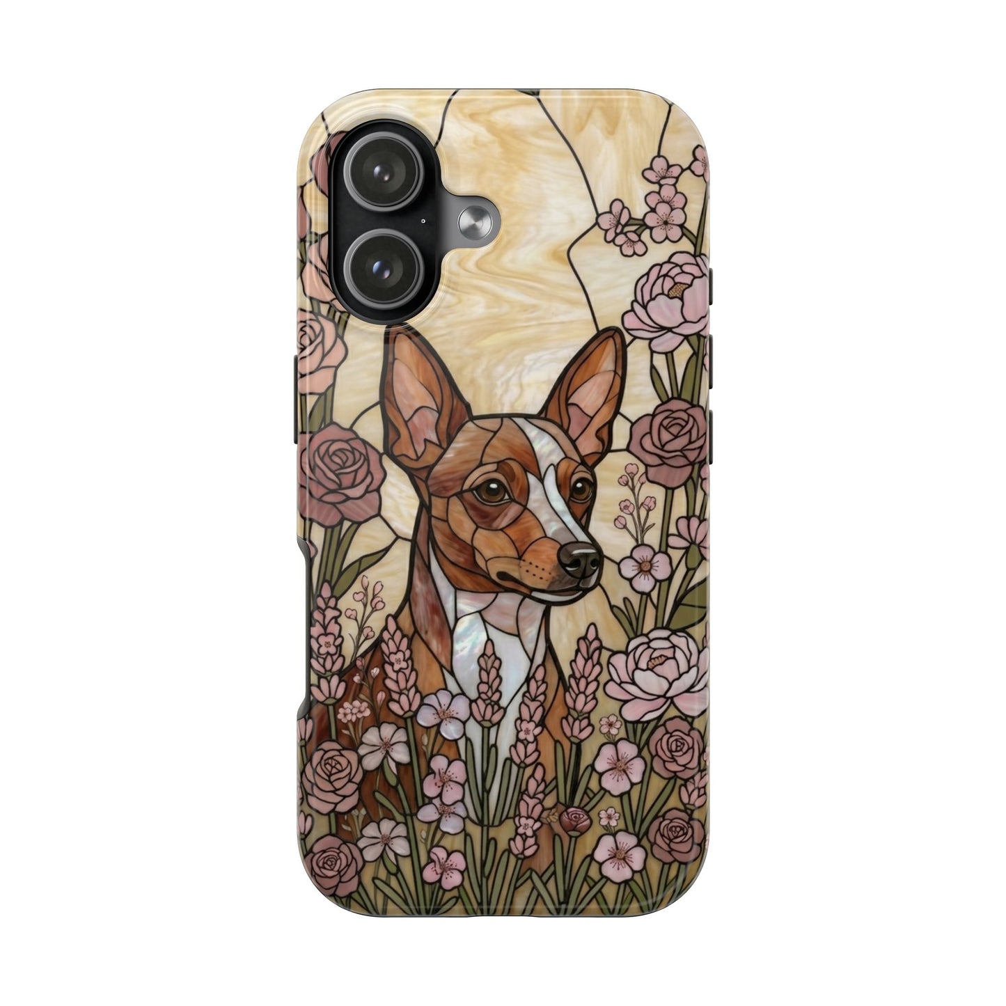 Mini Pinscher Stained Glass Style Tough Case — Rose Garden Theme