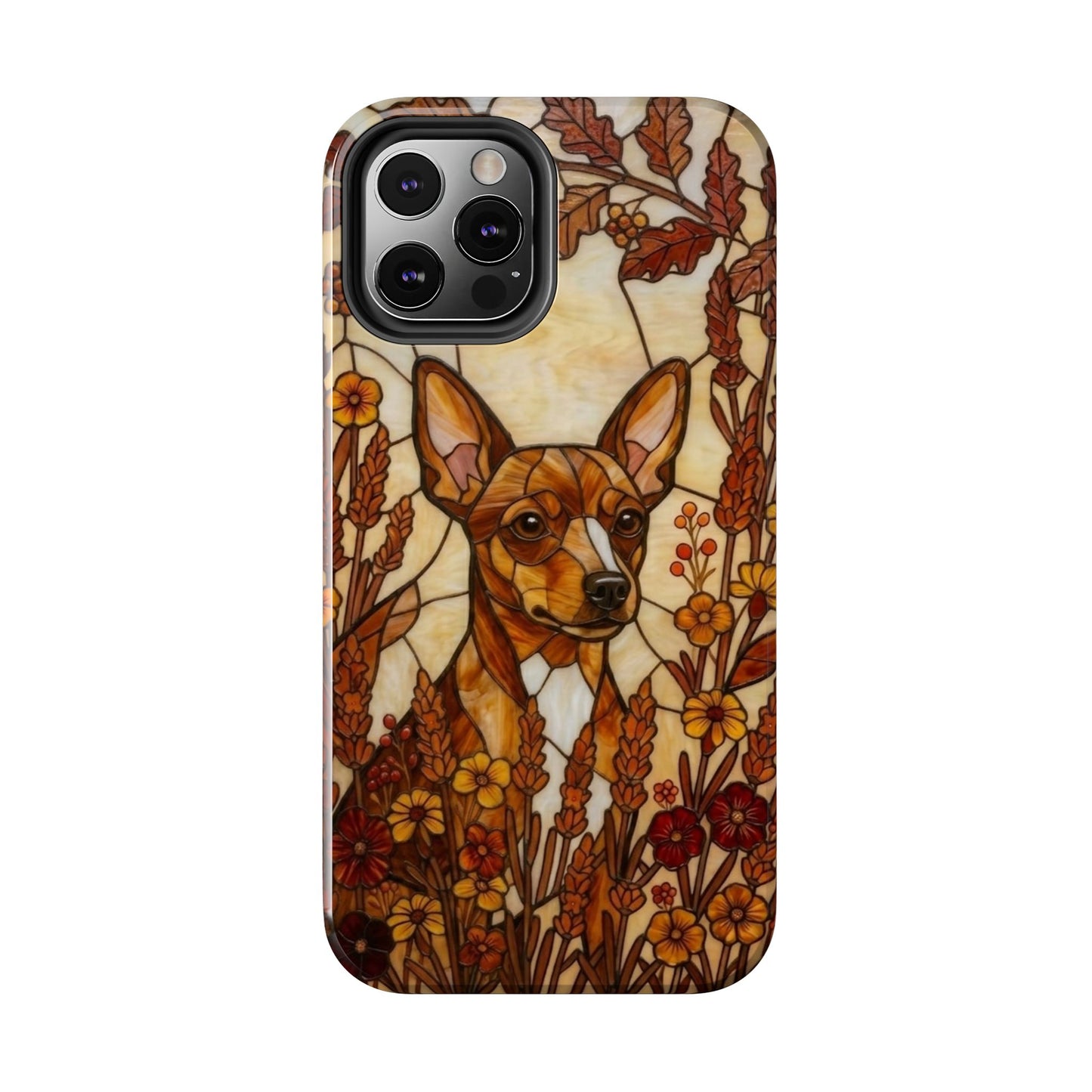 Mini Pinscher Stained Glass Style Tough Case — Autumn Warmth Theme