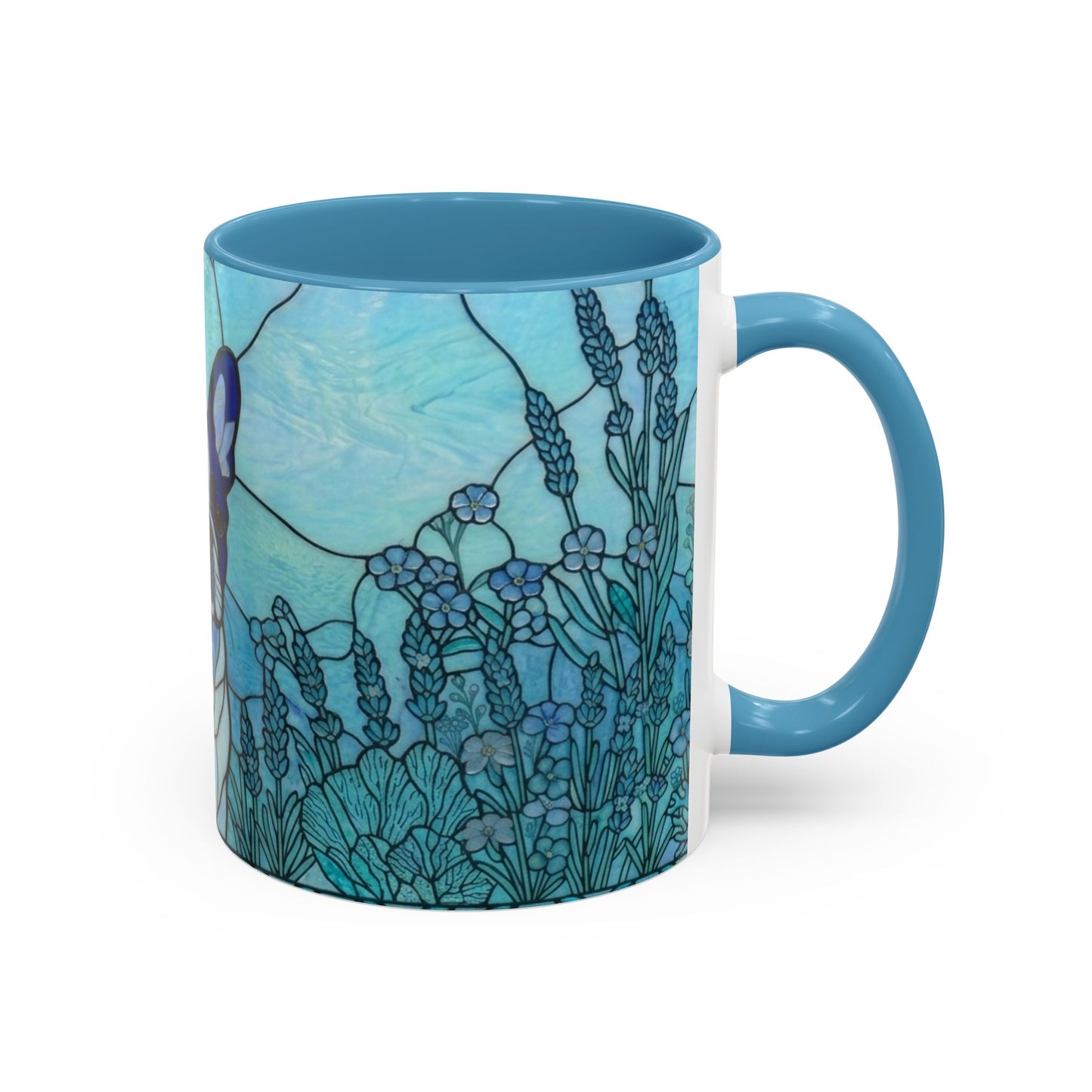 Stained Glass French Bulldog Coffee Mug — Ocean Blue Theme