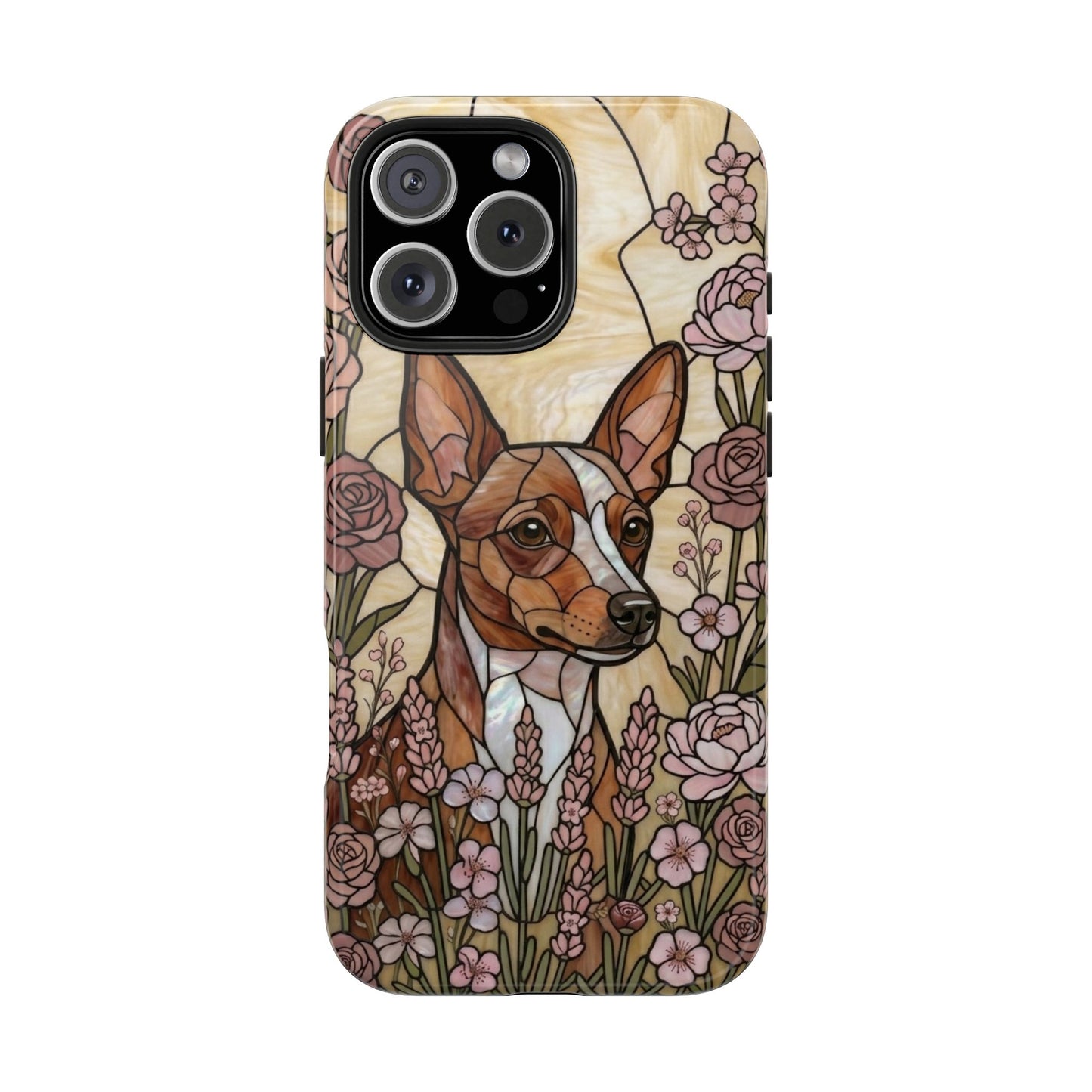 Mini Pinscher Stained Glass Style Tough Case — Rose Garden Theme