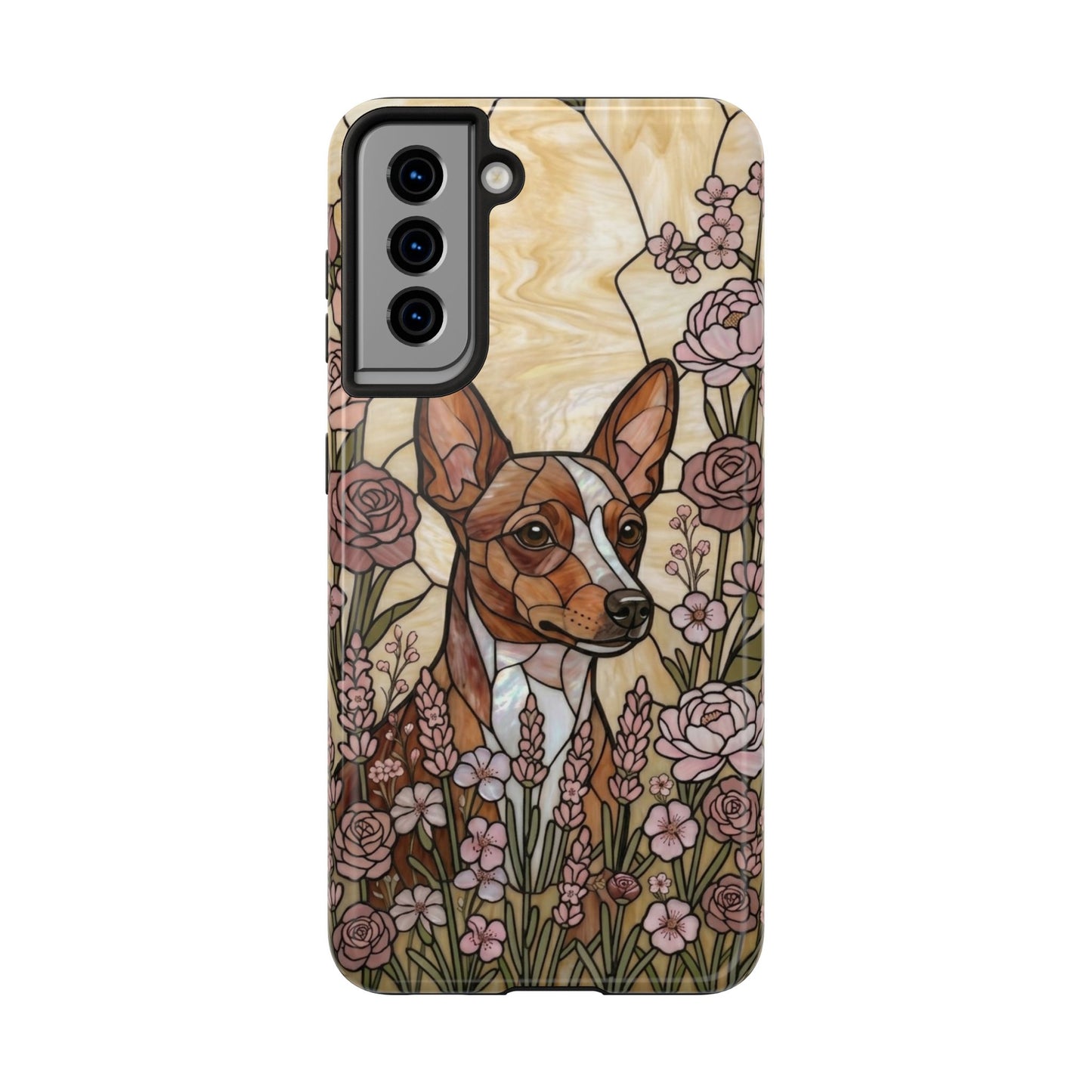 Mini Pinscher Stained Glass Style Tough Case — Rose Garden Theme