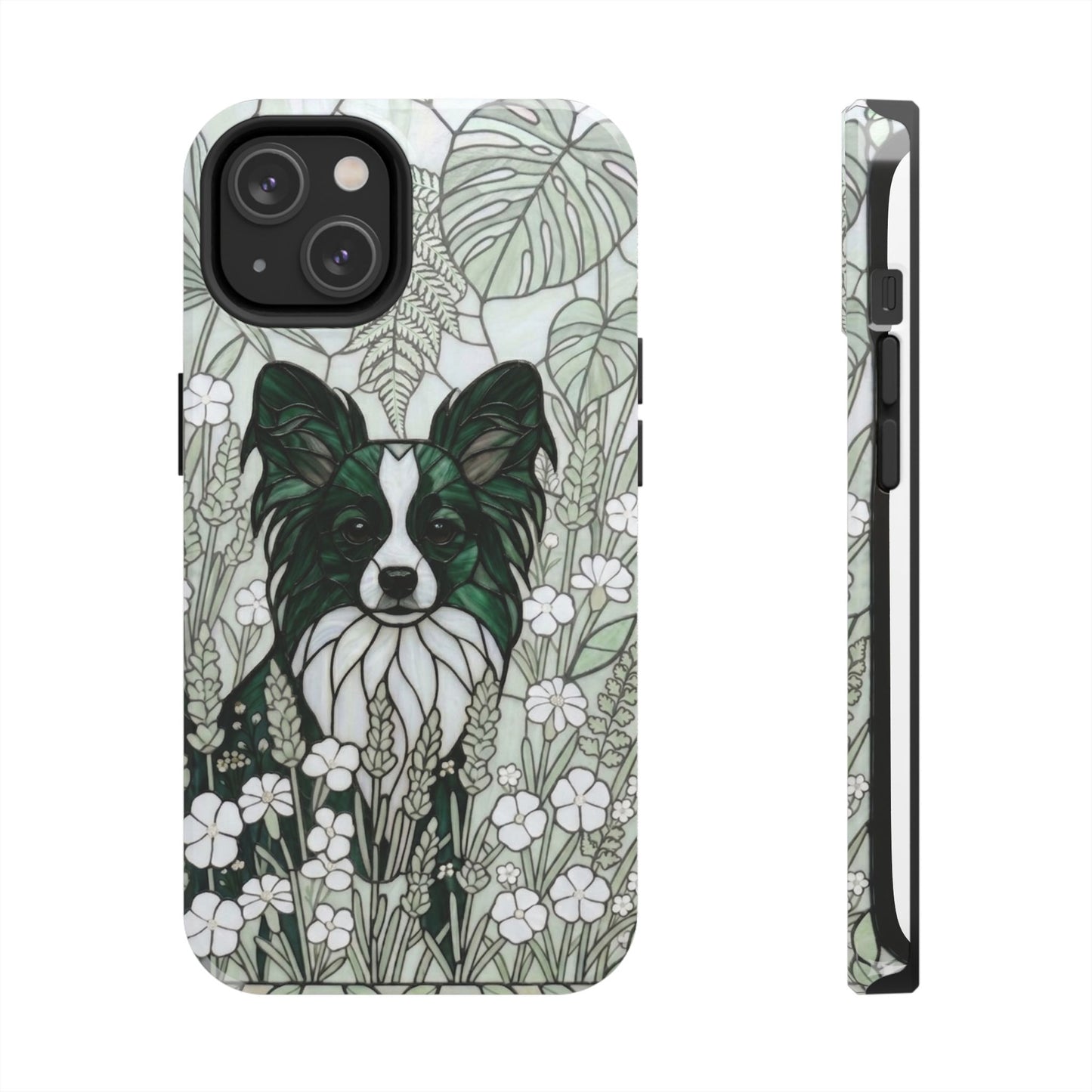 Papillon Stained Glass Style Tough Case — Botanical Green Theme