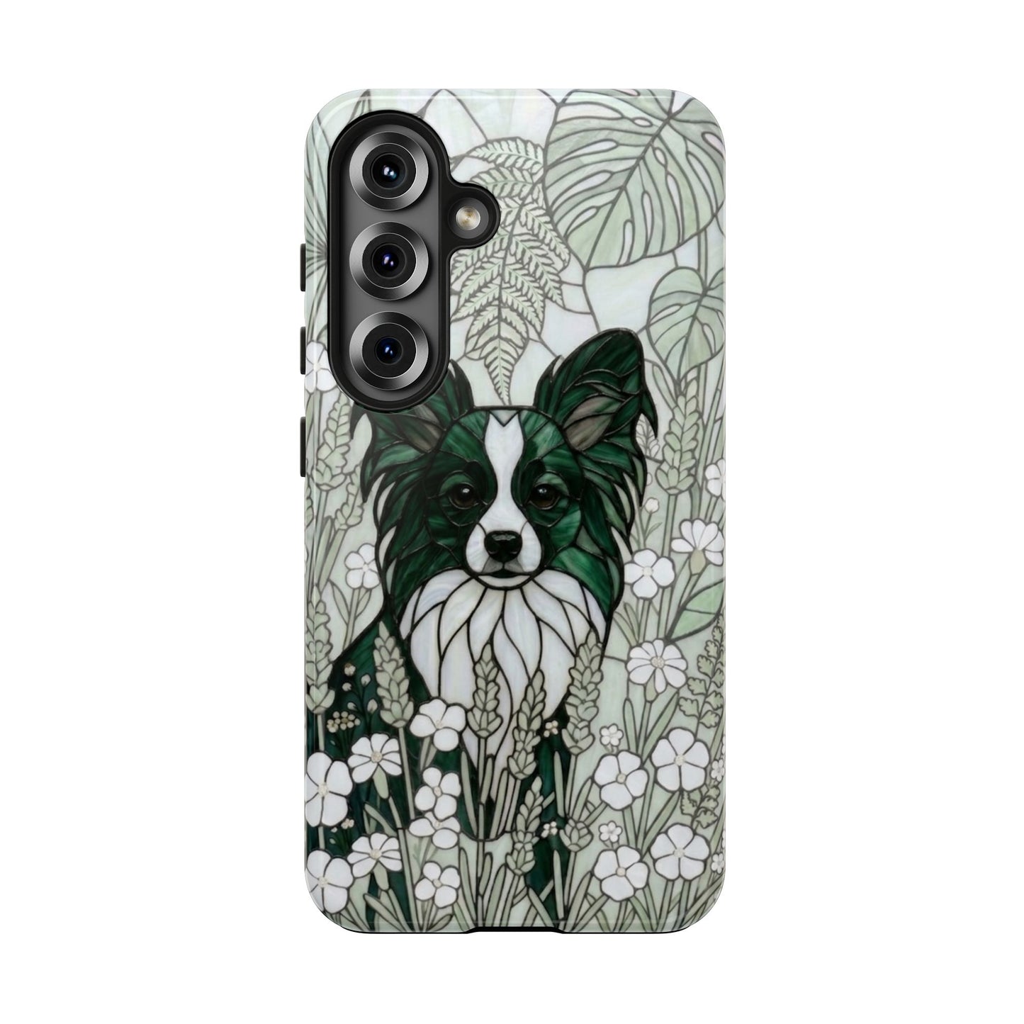 Papillon Stained Glass Style Tough Case — Botanical Green Theme