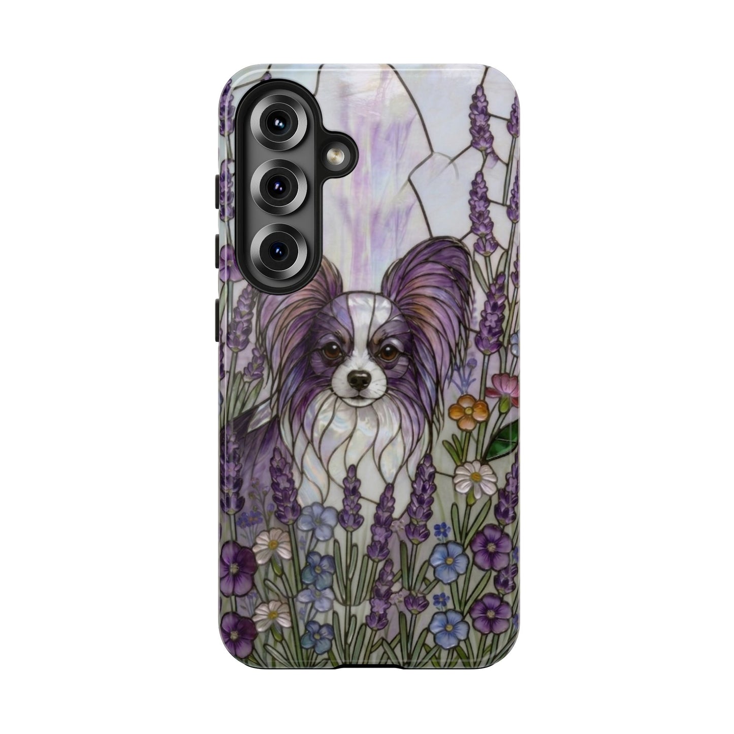 Papillon Stained Glass Style Tough Case — Lavender Floral Theme
