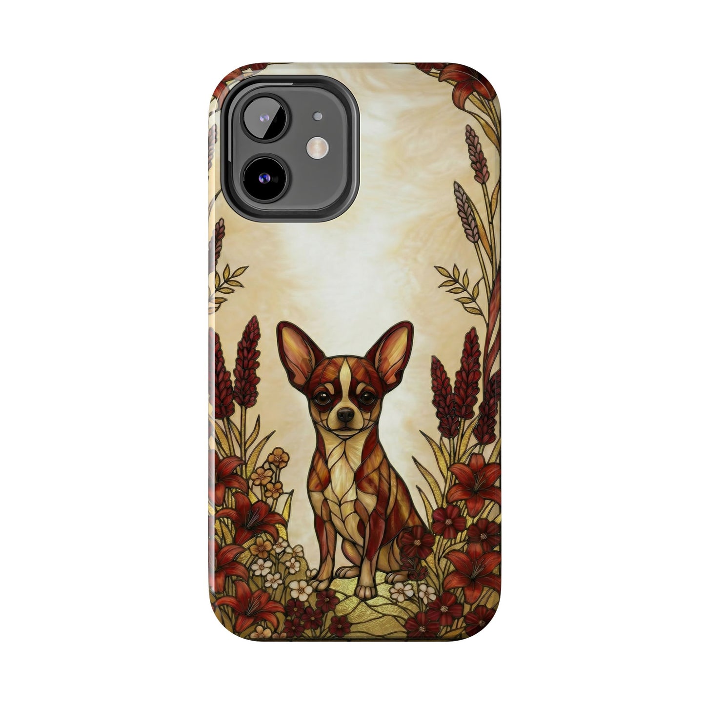 Chihuahua Stained Glass Style Tough Case — Fire & Gold Theme