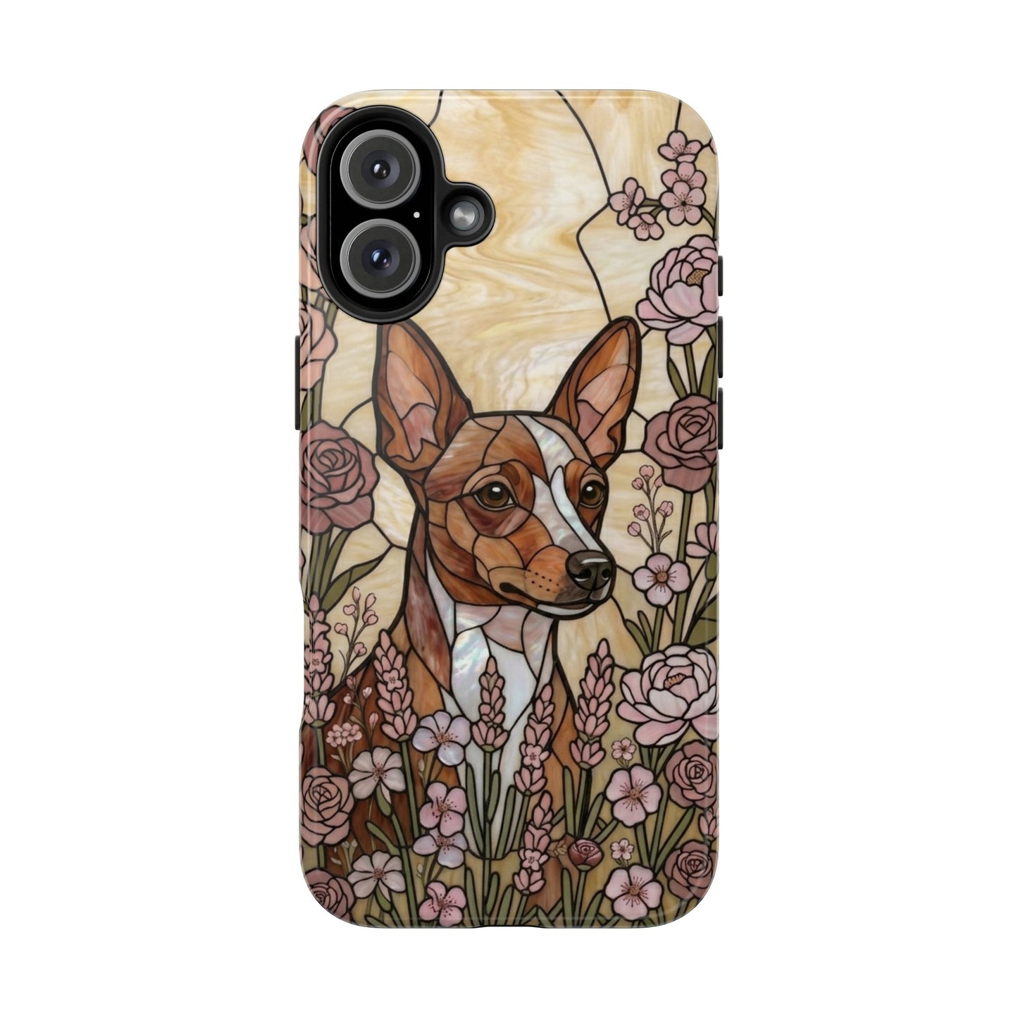 Mini Pinscher Stained Glass Style Tough Case — Rose Garden Theme