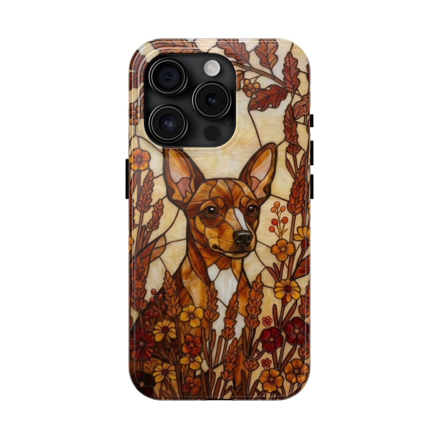 Mini Pinscher Stained Glass Style Tough Case — Autumn Warmth Theme
