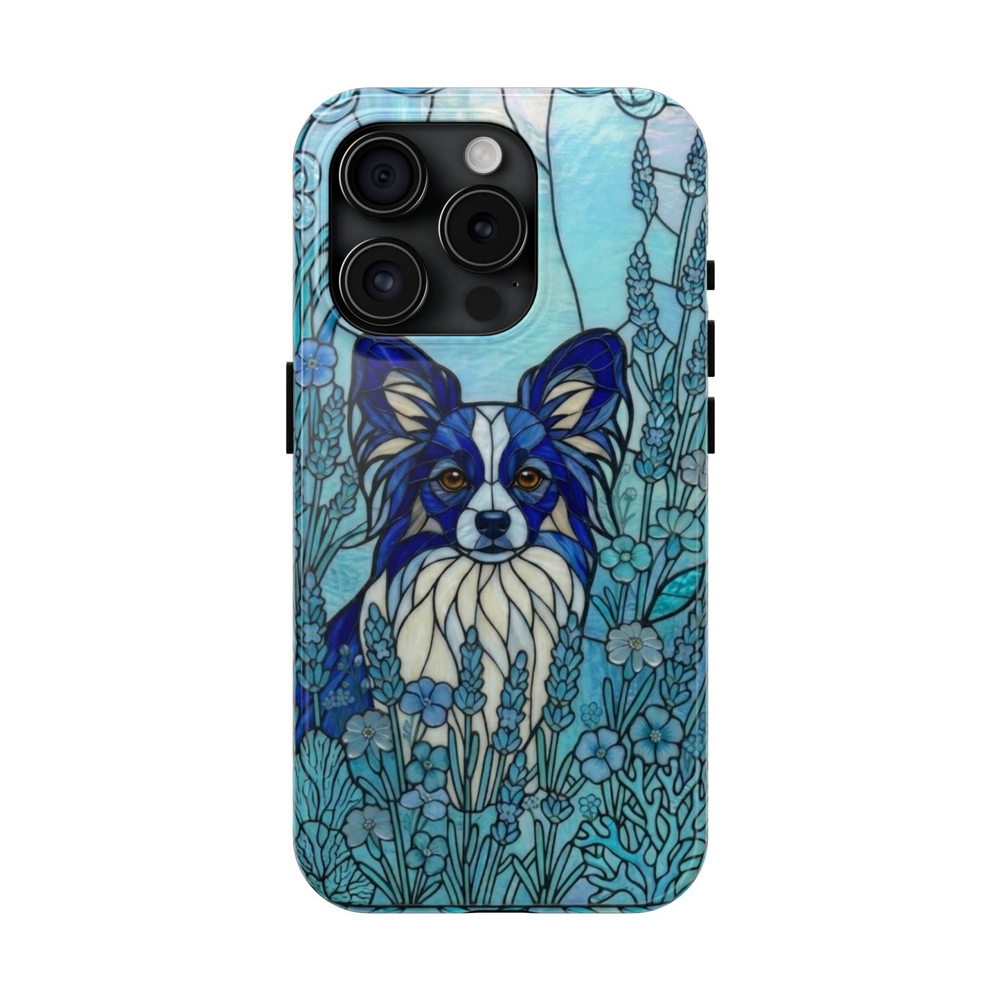 Papillon Stained Glass Style Tough Case — Ocean Blue Theme