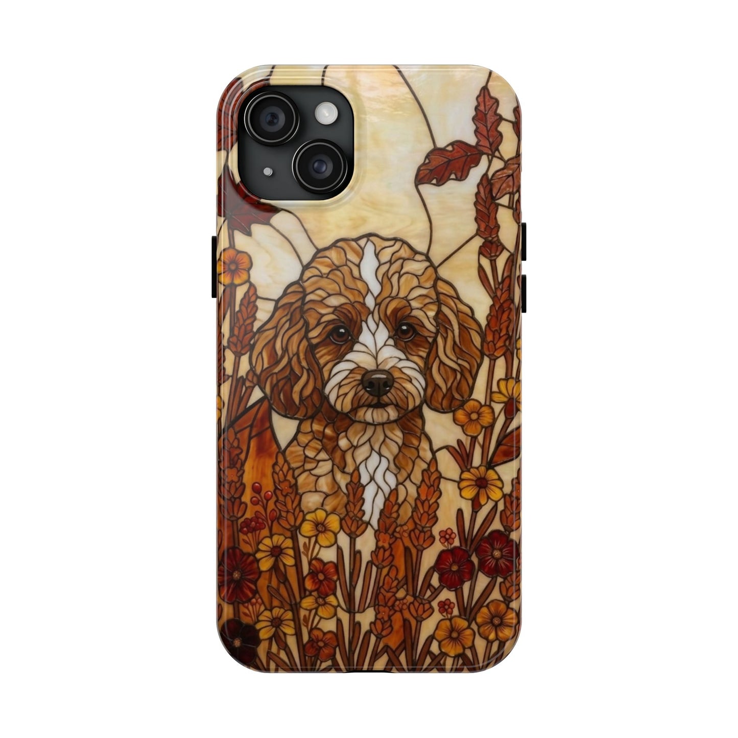 Toy Poodle Stained Glass Style Tough Case — Autumn Warmth Theme