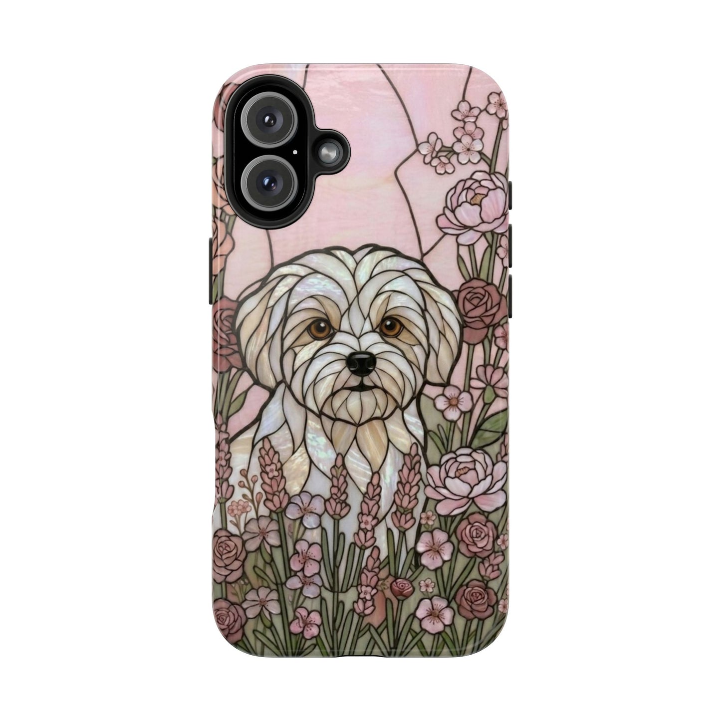 Maltese Stained Glass Style Tough Case — Rose Garden Theme