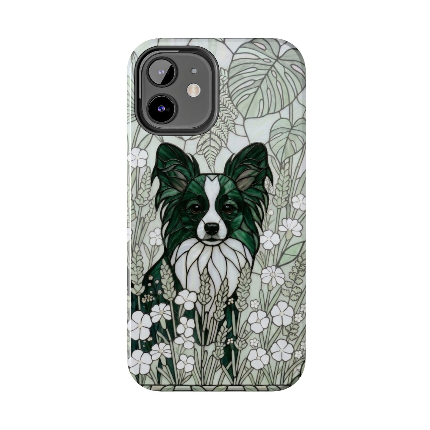 Papillon Stained Glass Style Tough Case — Botanical Green Theme