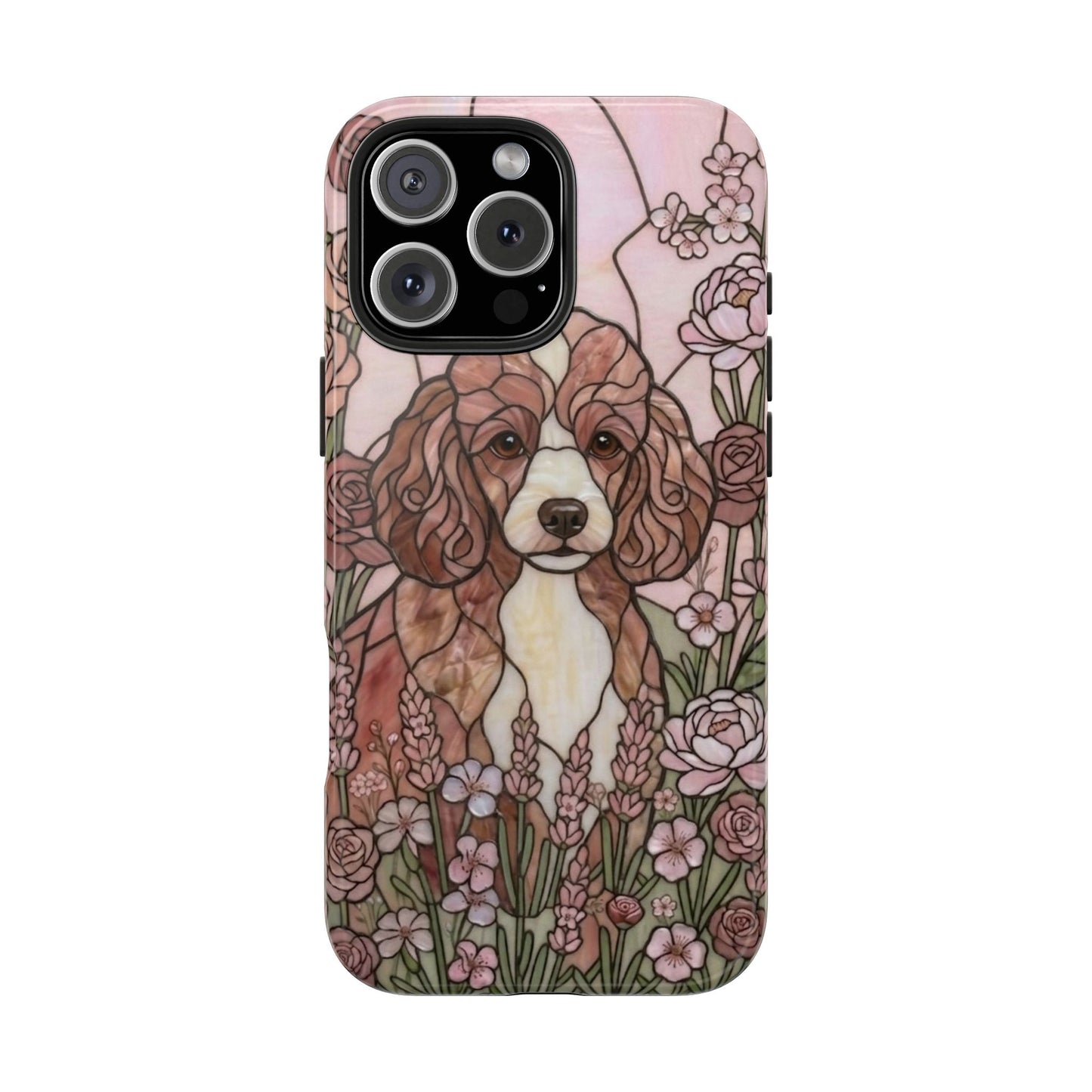 Toy Poodle Stained Glass Style Tough Case — Rose Garden Theme