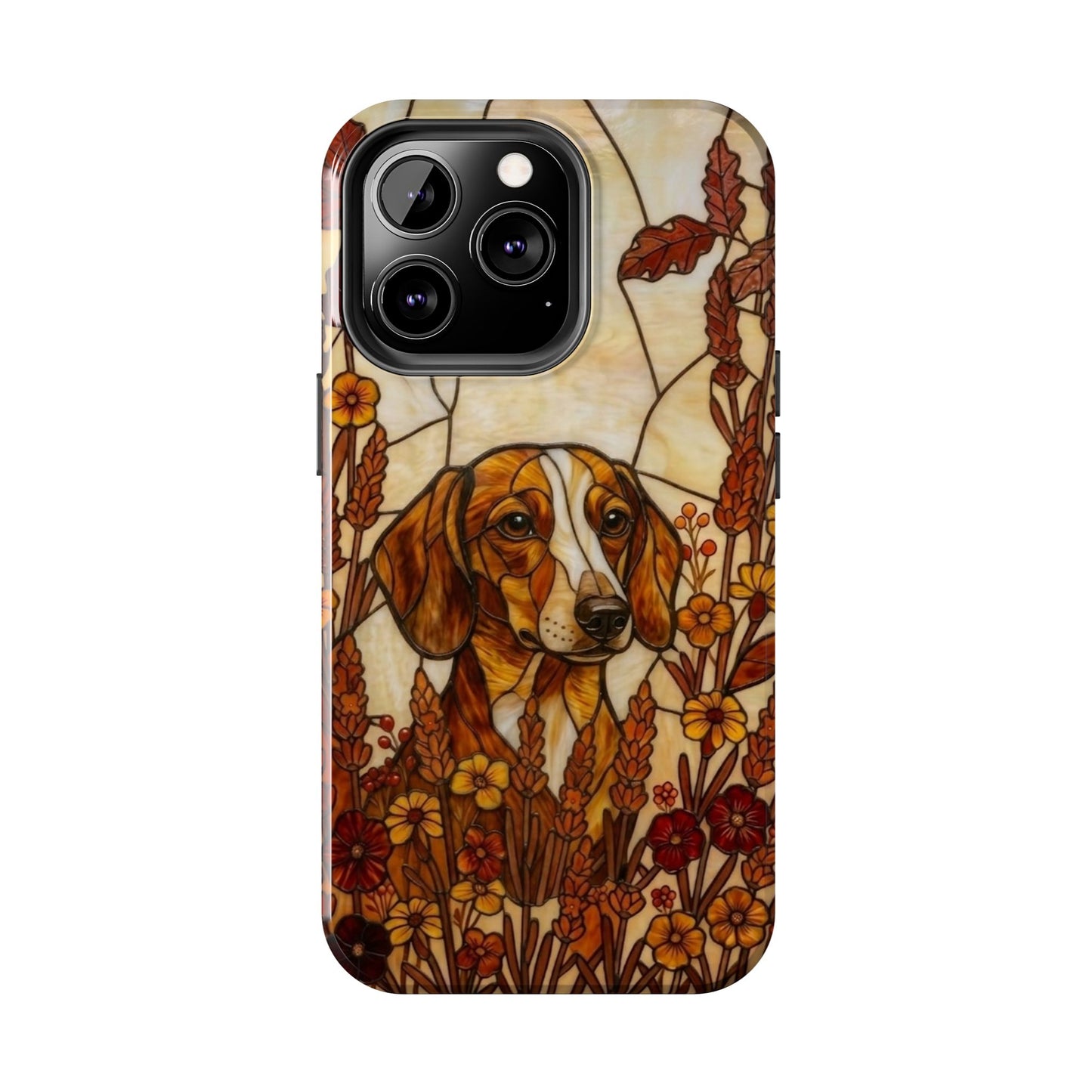 Dachshund Stained Glass Style Tough Case — Autumn Warmth Theme