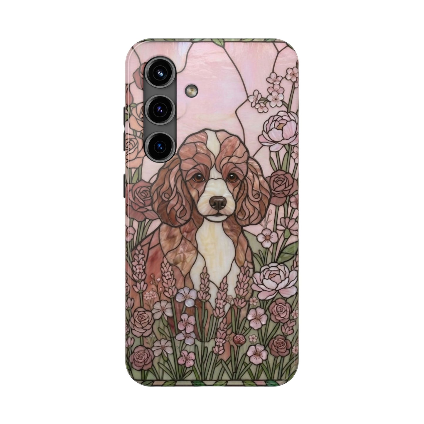 Toy Poodle Stained Glass Style Tough Case — Rose Garden Theme