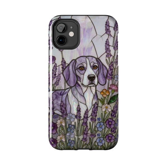 Beagle Stained Glass Style Tough Case — Lavender Floral Theme
