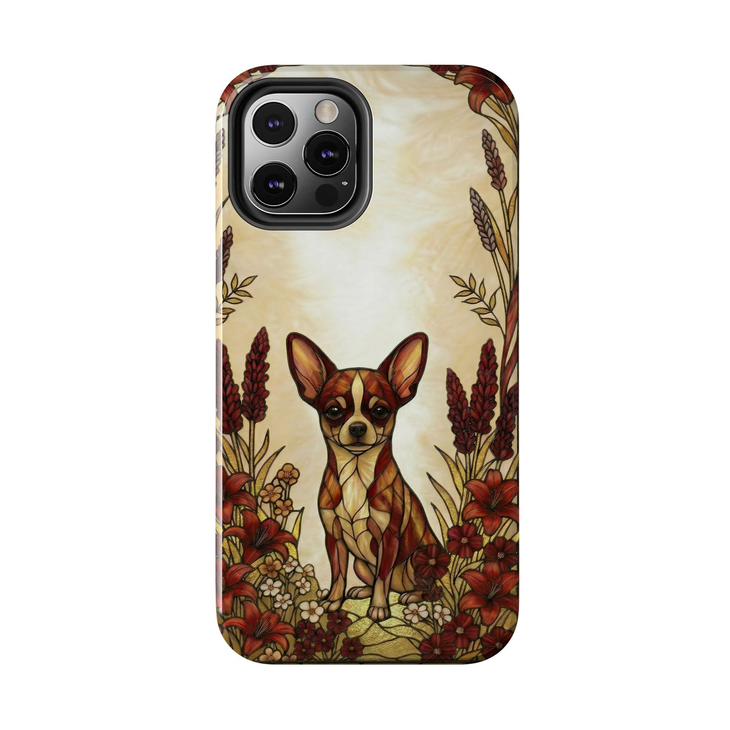Chihuahua Stained Glass Style Tough Case — Fire & Gold Theme