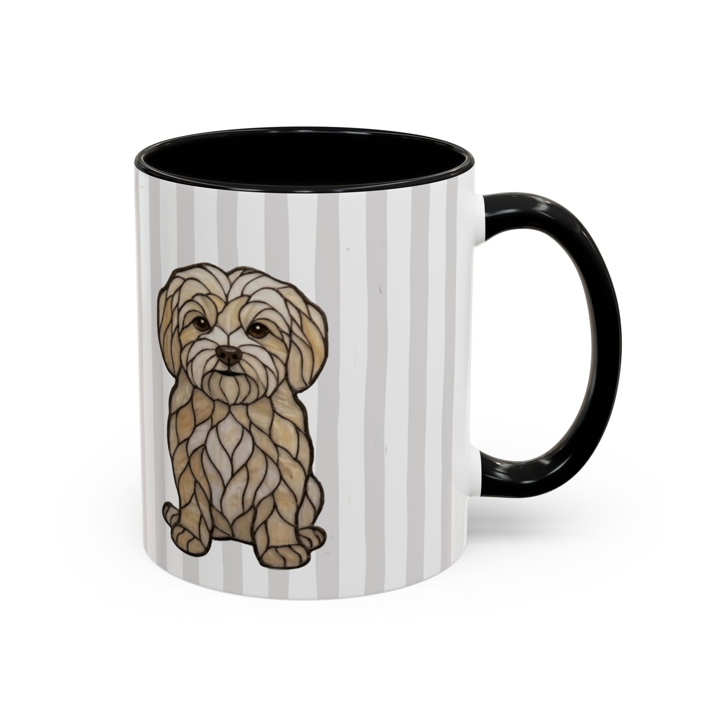 Cute Light Grey Striped Maltese Ceramic Cup