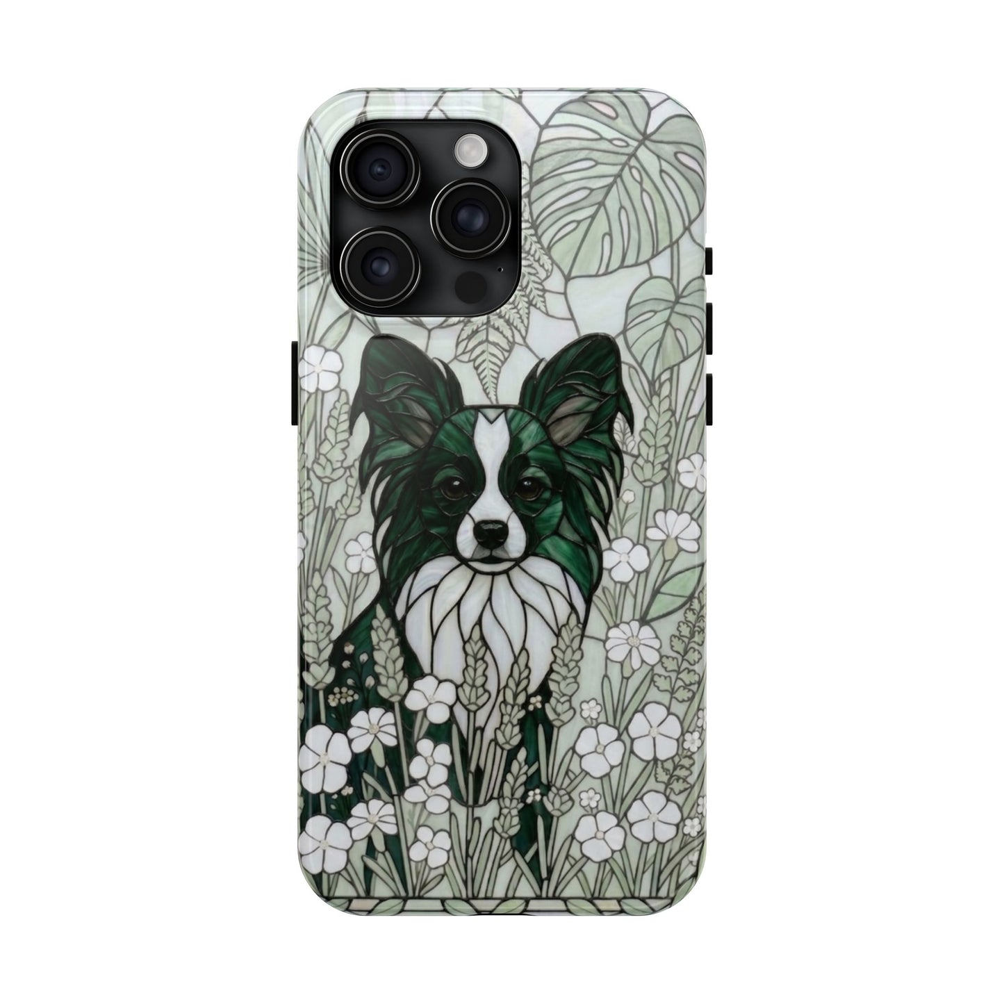 Papillon Stained Glass Style Tough Case — Botanical Green Theme
