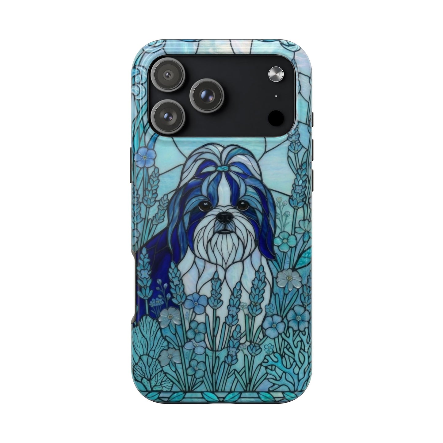 Shih Tzu Stained Glass Style Tough Case — Ocean Blue Theme