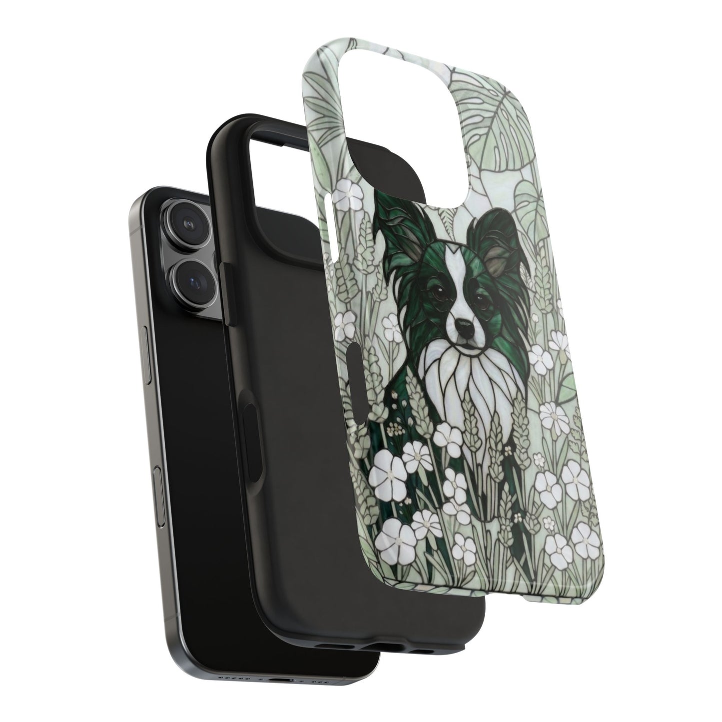 Papillon Stained Glass Style Tough Case — Botanical Green Theme
