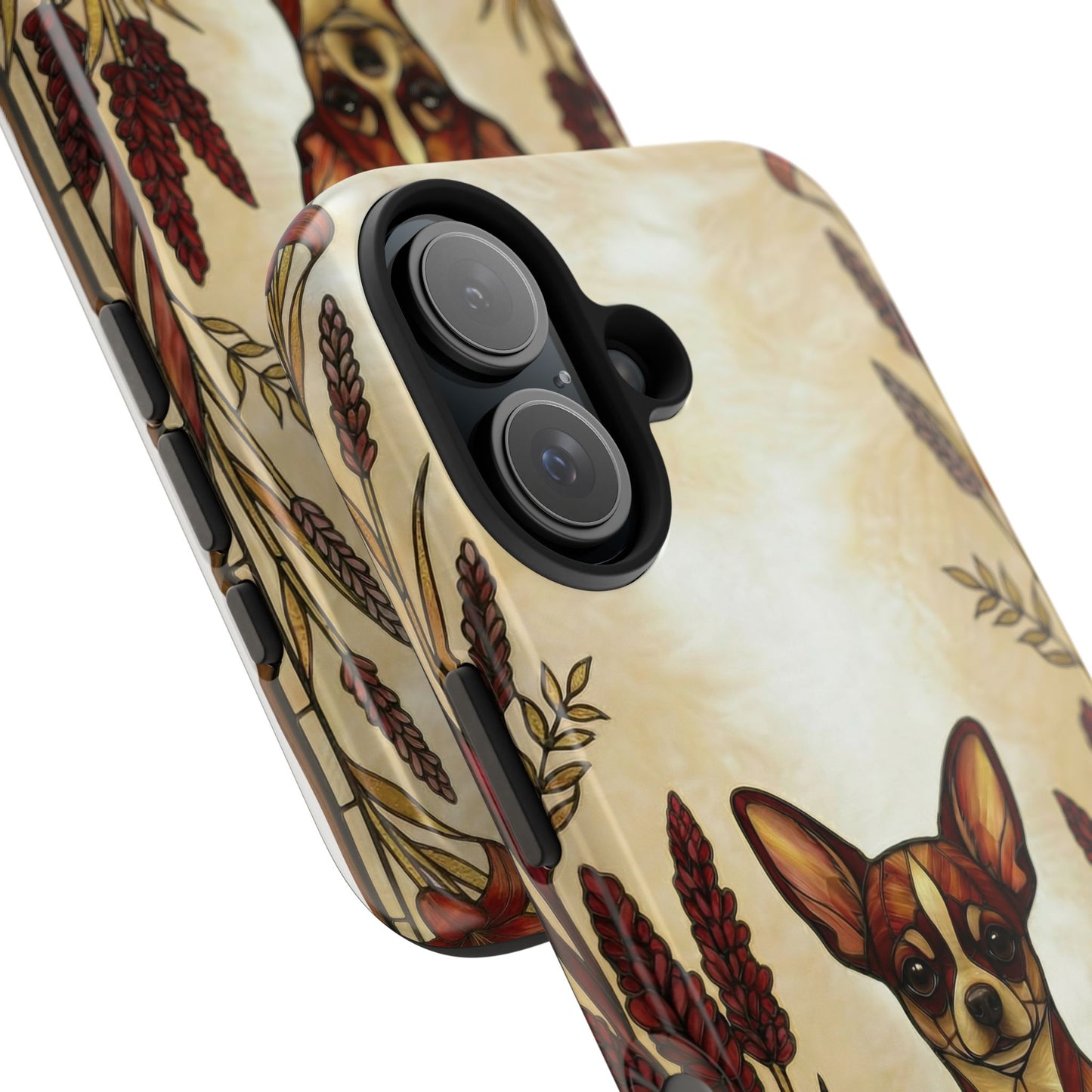 Chihuahua Stained Glass Style Tough Case — Fire & Gold Theme