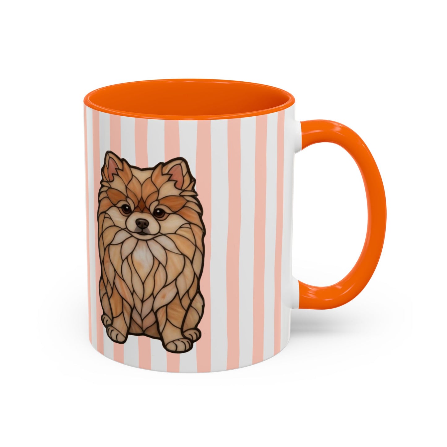 Cute Light Orange Striped Pomeranian Ceramic Cup