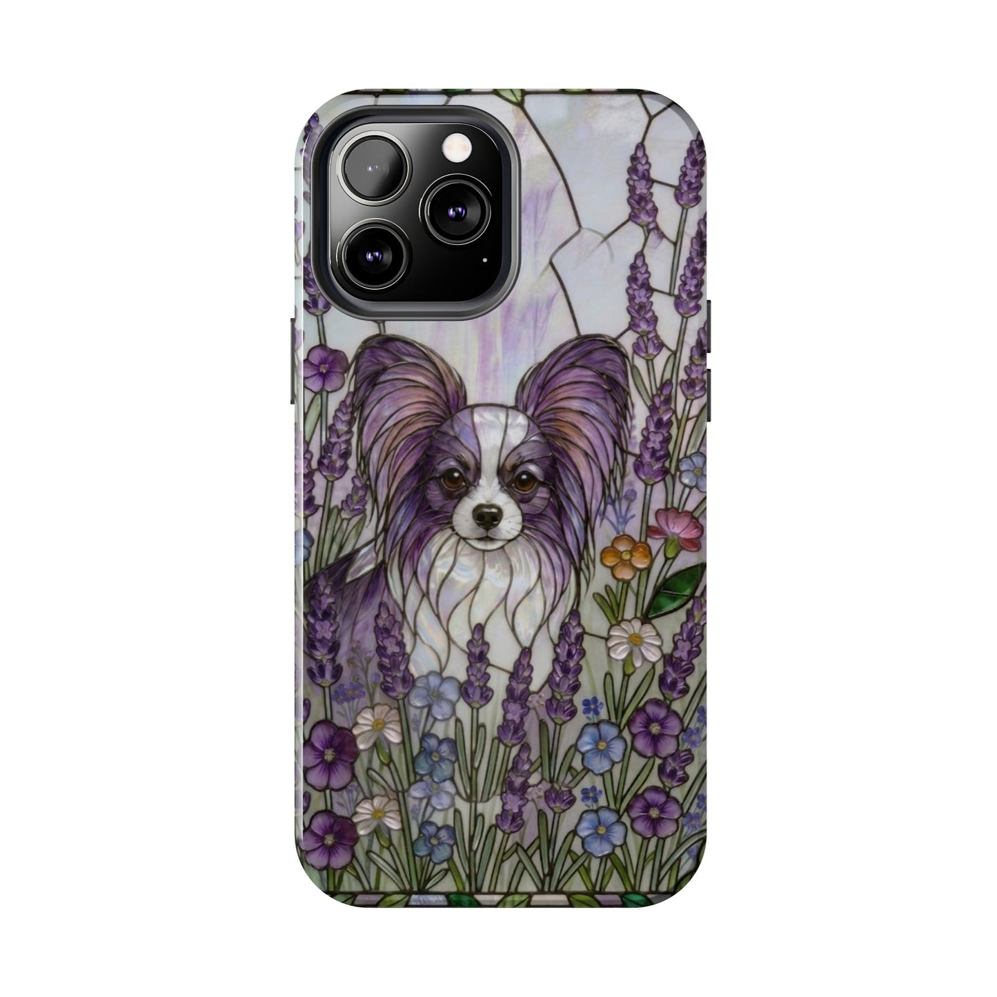 Papillon Stained Glass Style Tough Case — Lavender Floral Theme