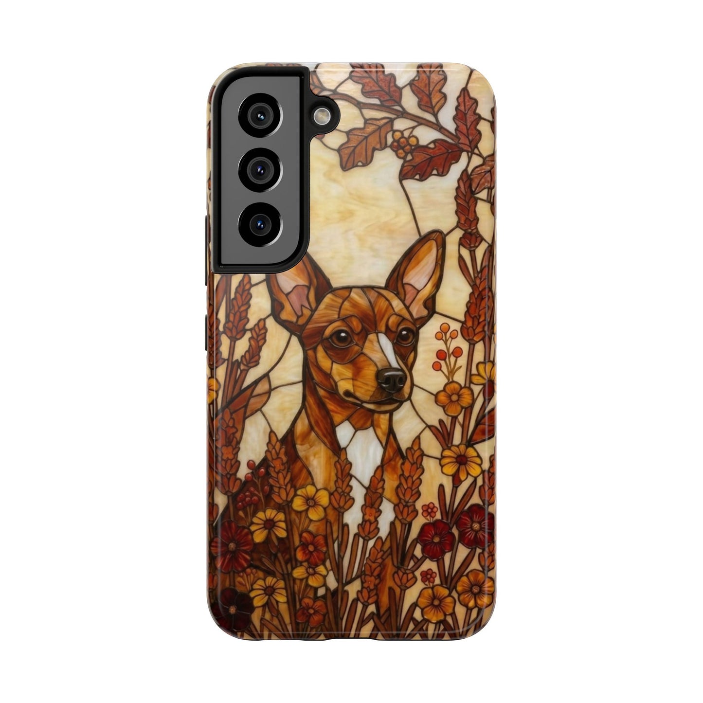 Mini Pinscher Stained Glass Style Tough Case — Autumn Warmth Theme