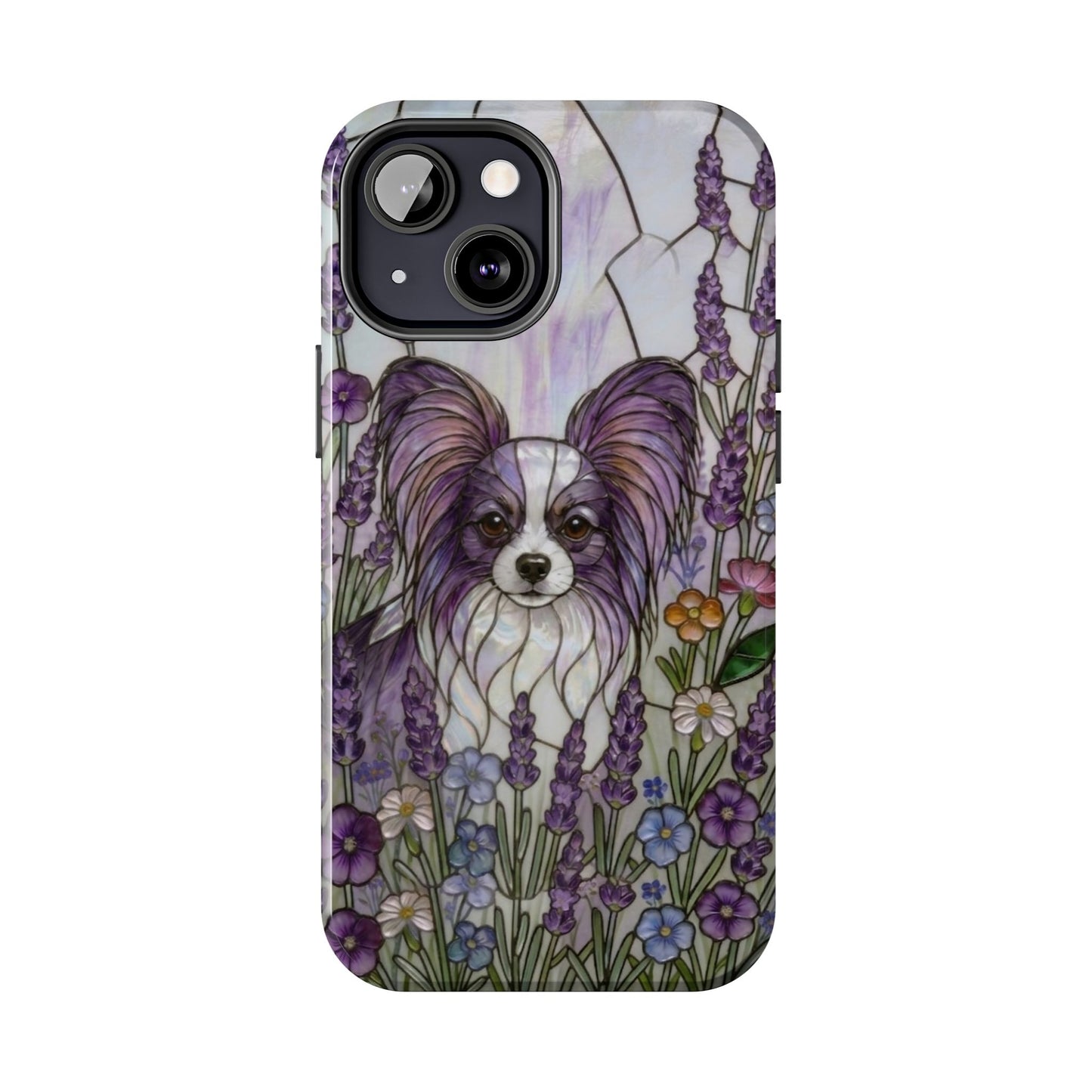 Papillon Stained Glass Style Tough Case — Lavender Floral Theme