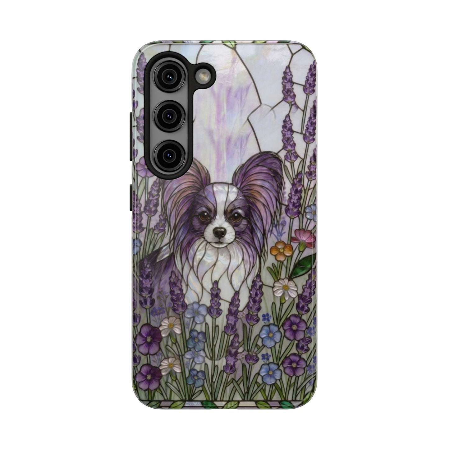 Papillon Stained Glass Style Tough Case — Lavender Floral Theme