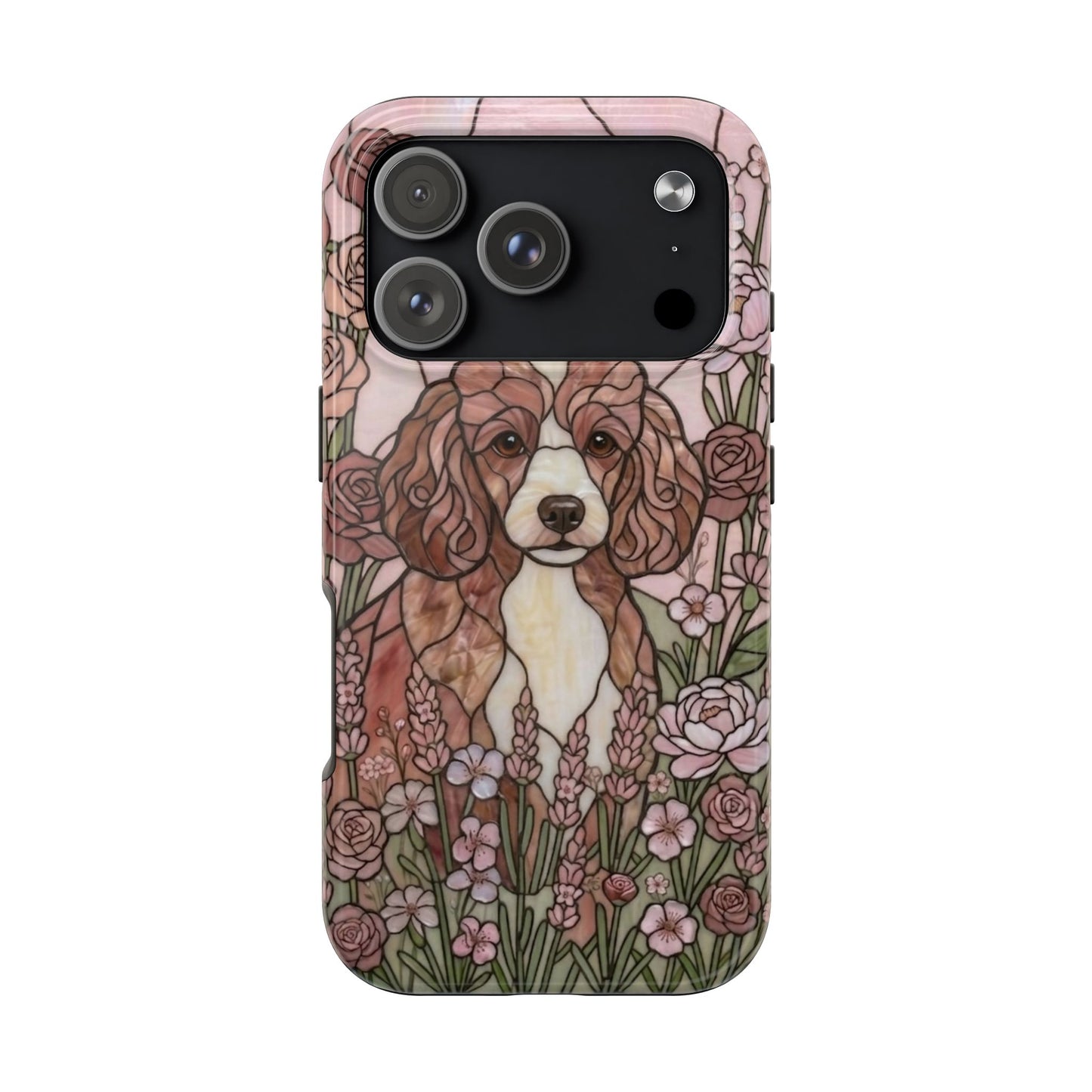 Toy Poodle Stained Glass Style Tough Case — Rose Garden Theme