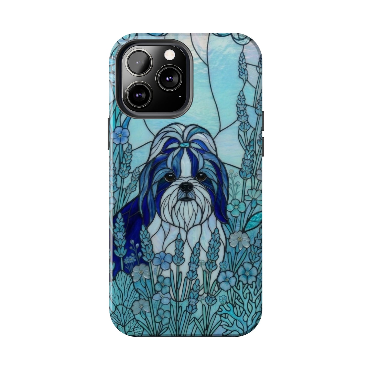 Shih Tzu Stained Glass Style Tough Case — Ocean Blue Theme