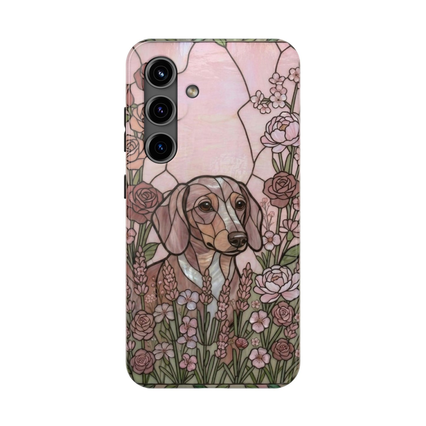 Dachshund Stained Glass Style Tough Case — Rose Garden Theme