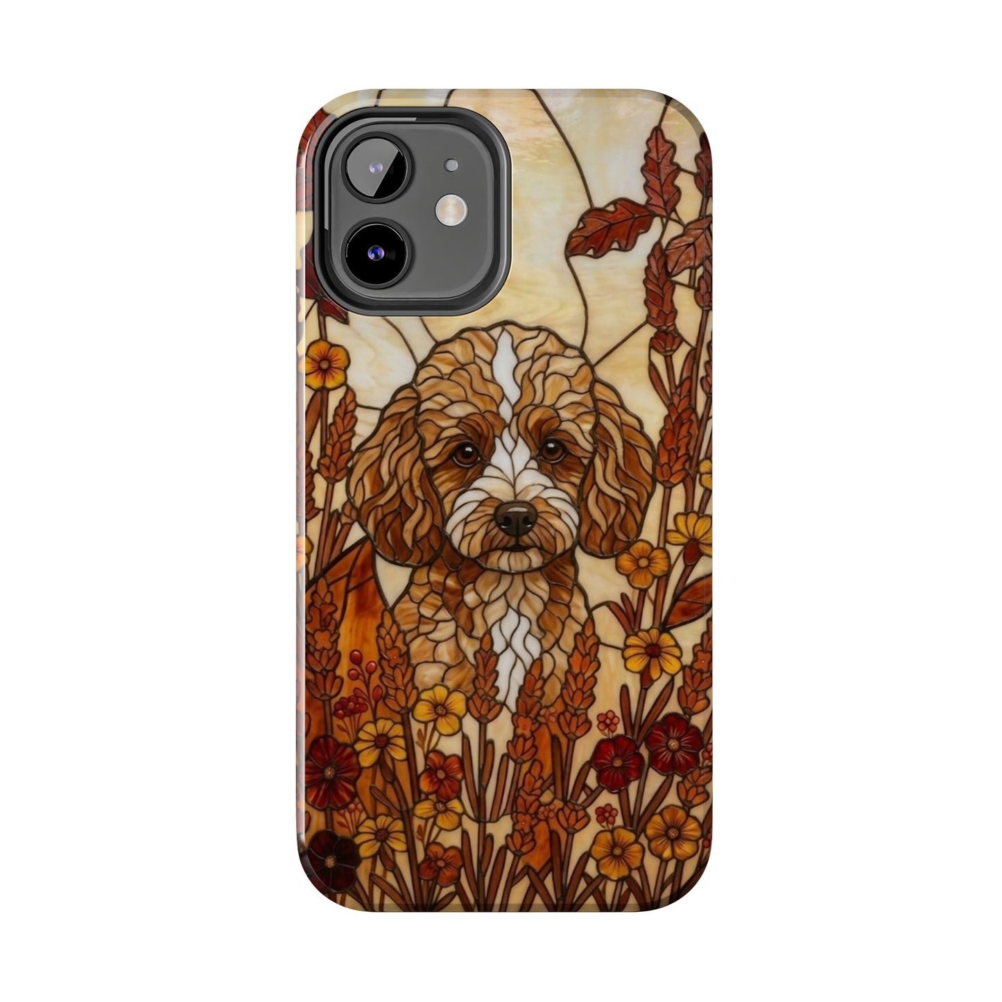 Toy Poodle Stained Glass Style Tough Case — Autumn Warmth Theme