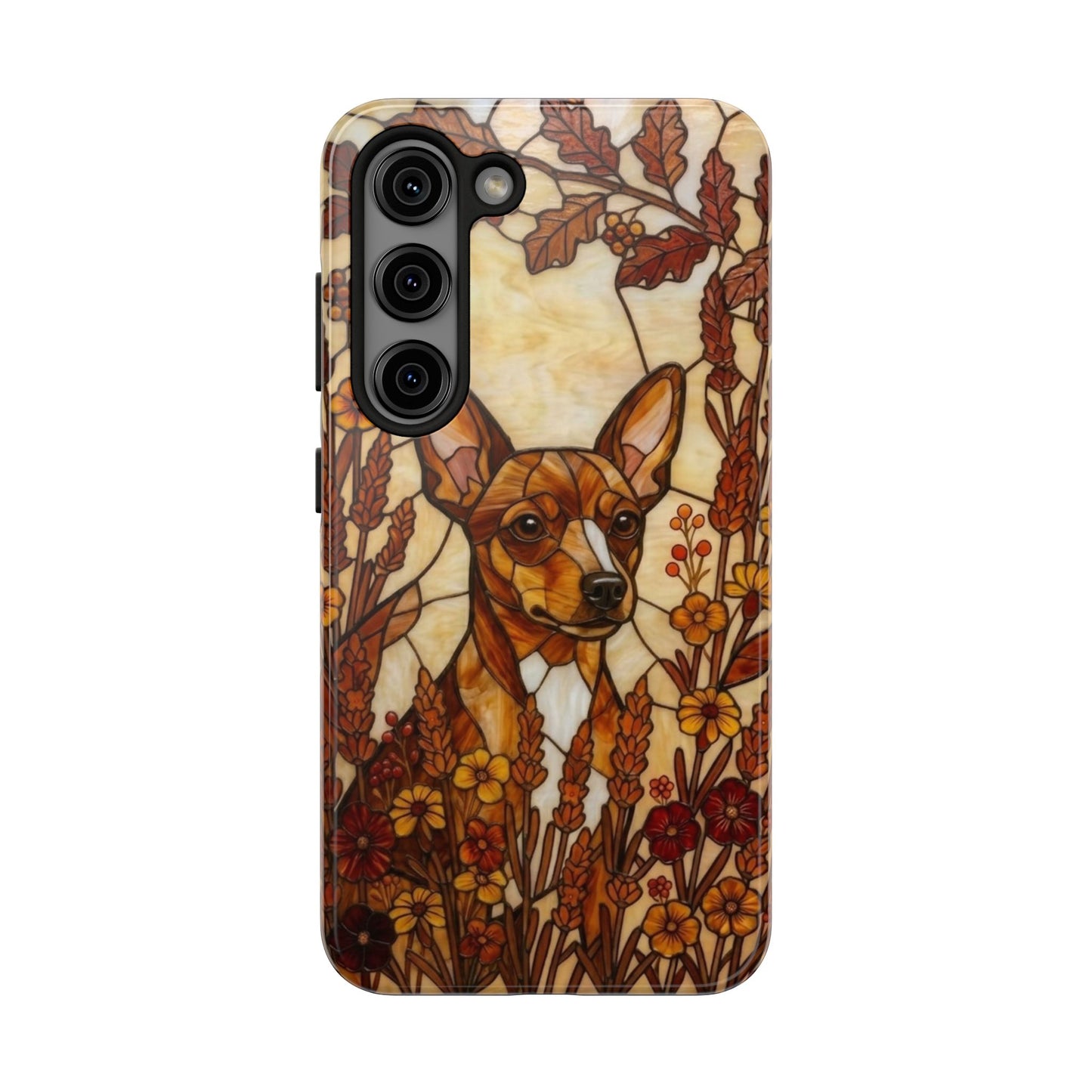 Mini Pinscher Stained Glass Style Tough Case — Autumn Warmth Theme