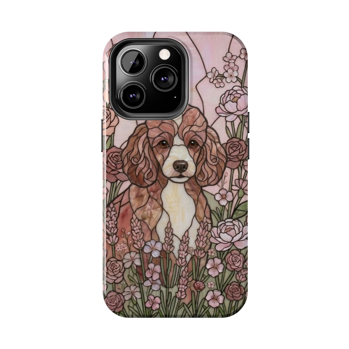 Toy Poodle Stained Glass Style Tough Case — Rose Garden Theme
